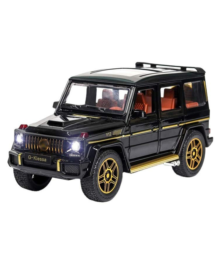 AKN TOYS Benz G63 AMG 1:32 Scale Model Car, Diecast Model Cars Zinc Alloy Pull Back Toy car with Sound and Light for Kids Boy Girl Gift (1:32, Black & Gold) (colour may vary)-image-19