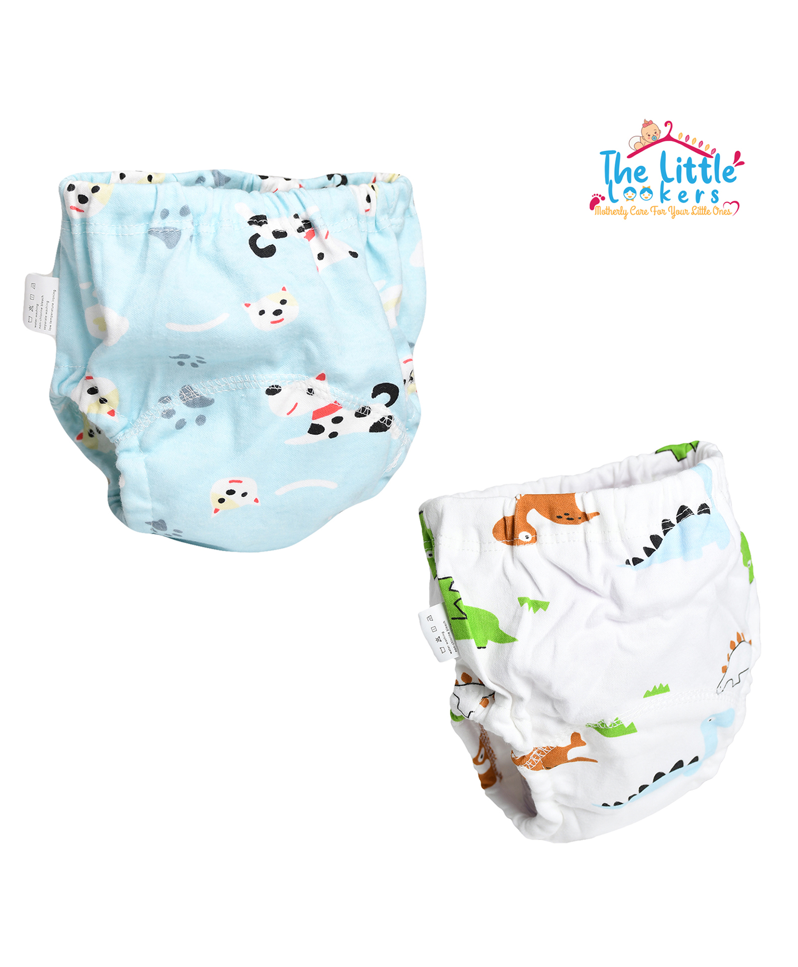 THE LITTLE LOOKERS Potty Training Pants for Babies I Reusable & Waterproof Pull up Underwear | Cloth Diaper for Babies-Blue & White Dino - Large(2 Years - 3 Years) (Pack of 2)-image-34