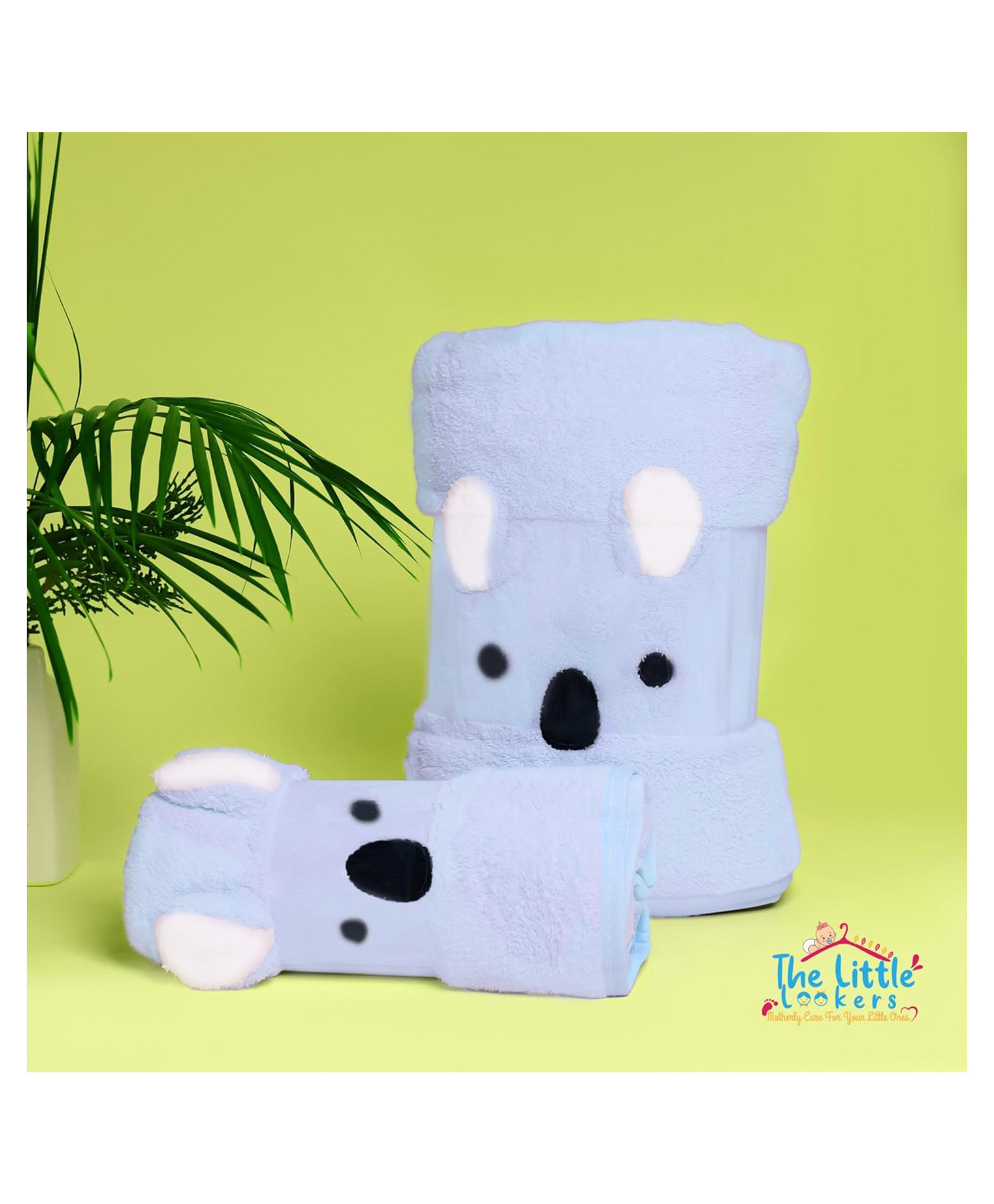 THE LITTLE LOOKERS Pack Of 2 Animal Detailed Towels - Sky Blue