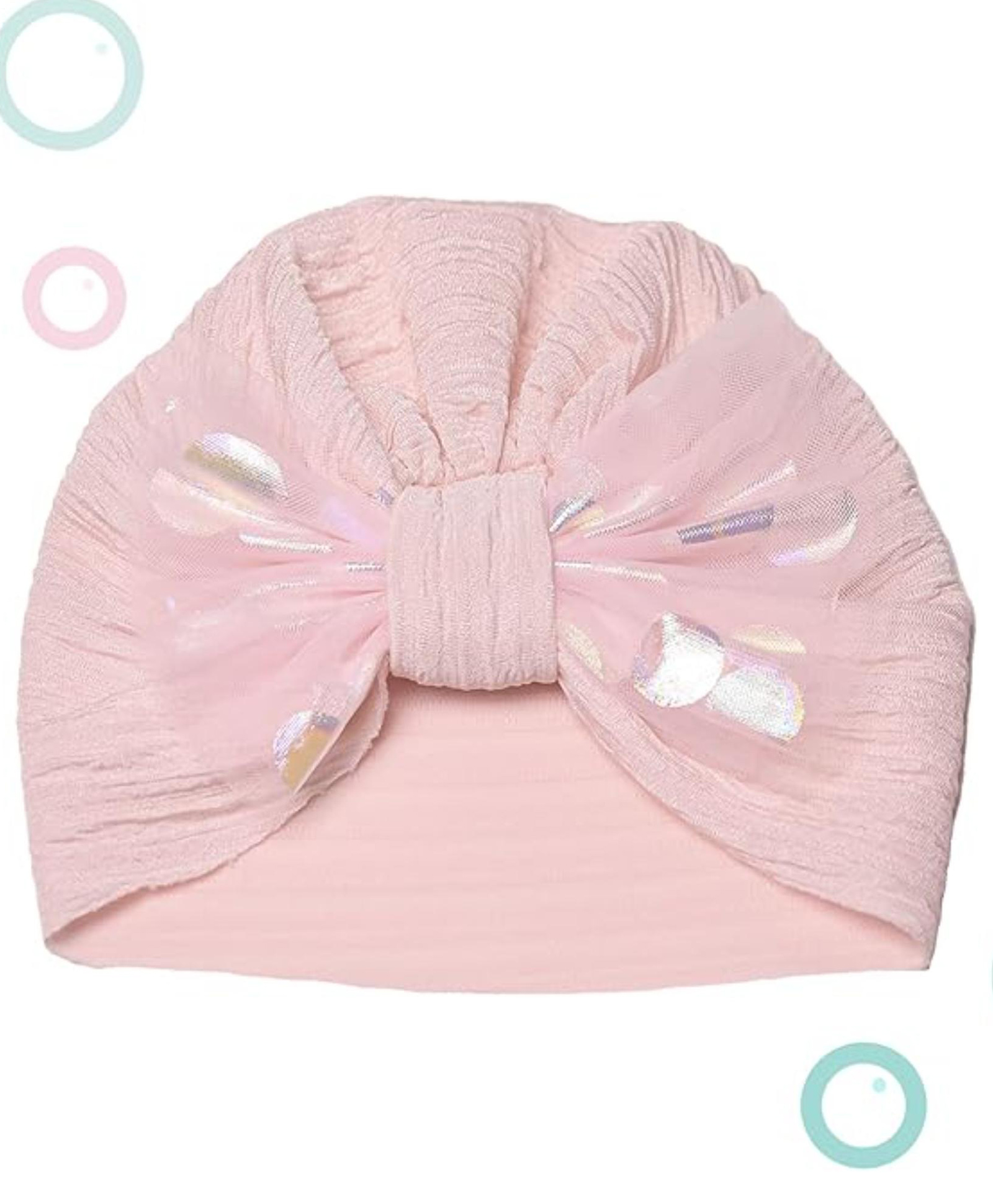 THE LITTLE LOOKERS Bow Detailed Soft Turban Cap - Baby Pink