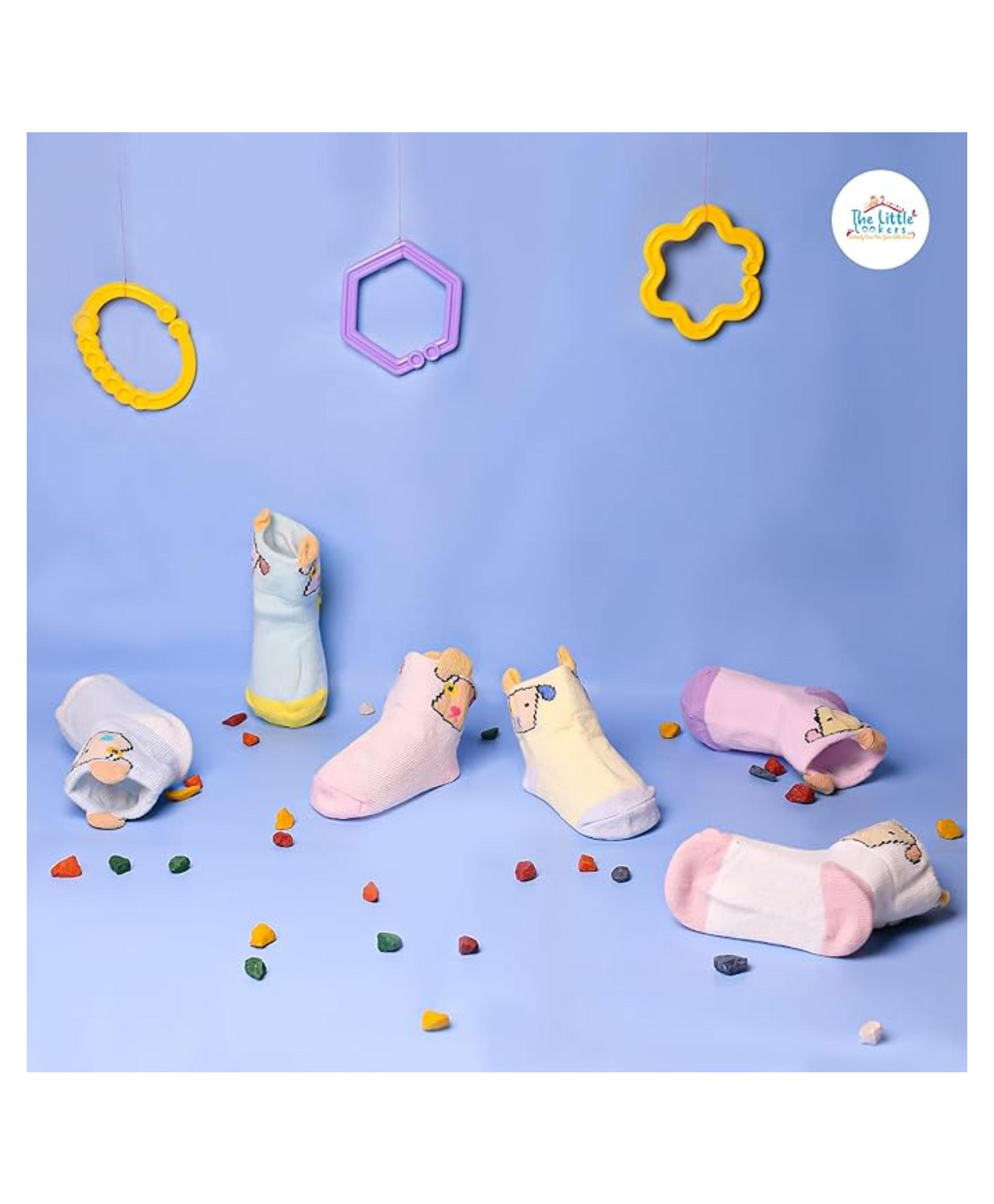 THE LITTLE LOOKERS Set Of 8 Cute & Colourful Cotton Baby Socks - Multi Colour-picture-11