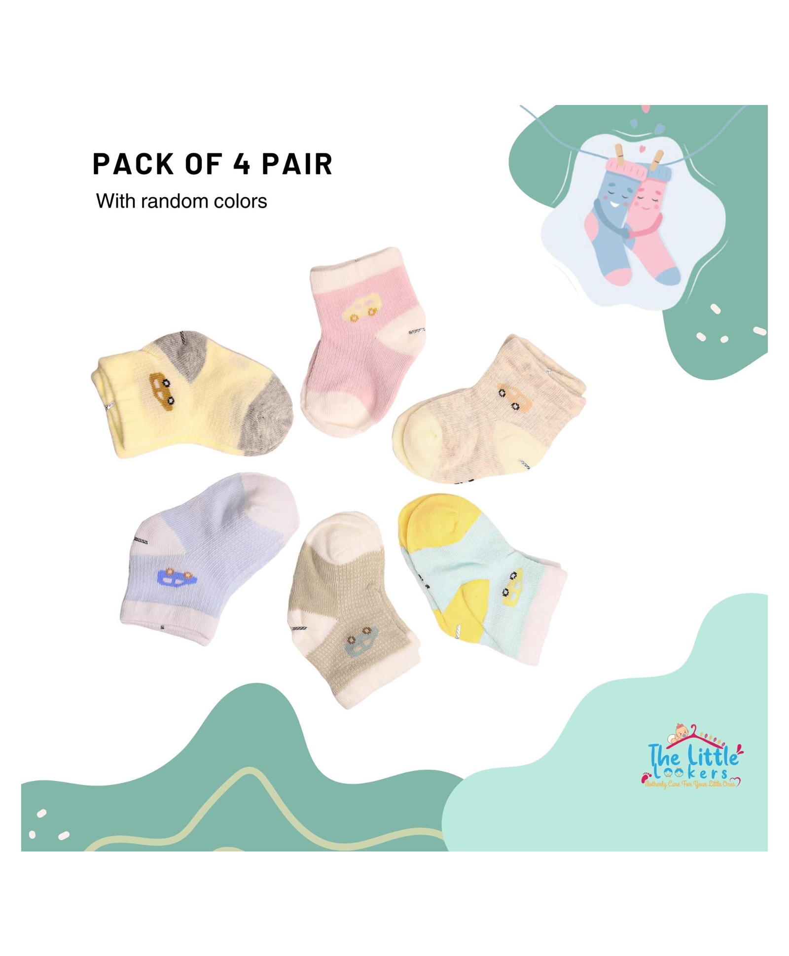 THE LITTLE LOOKERS Set Of 8 Cute & Colourful Cotton Baby Socks - Multi Colour