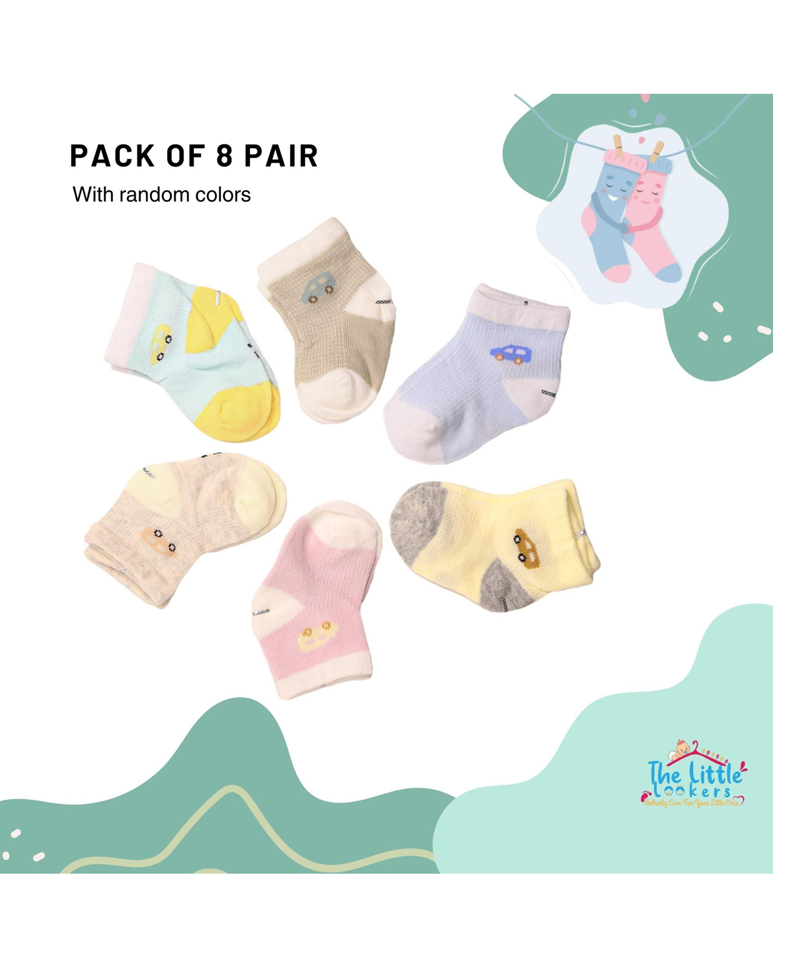 THE LITTLE LOOKERS Set Of 8 Cute & Colourful Cotton Baby Socks - Multi Colour-picture-28