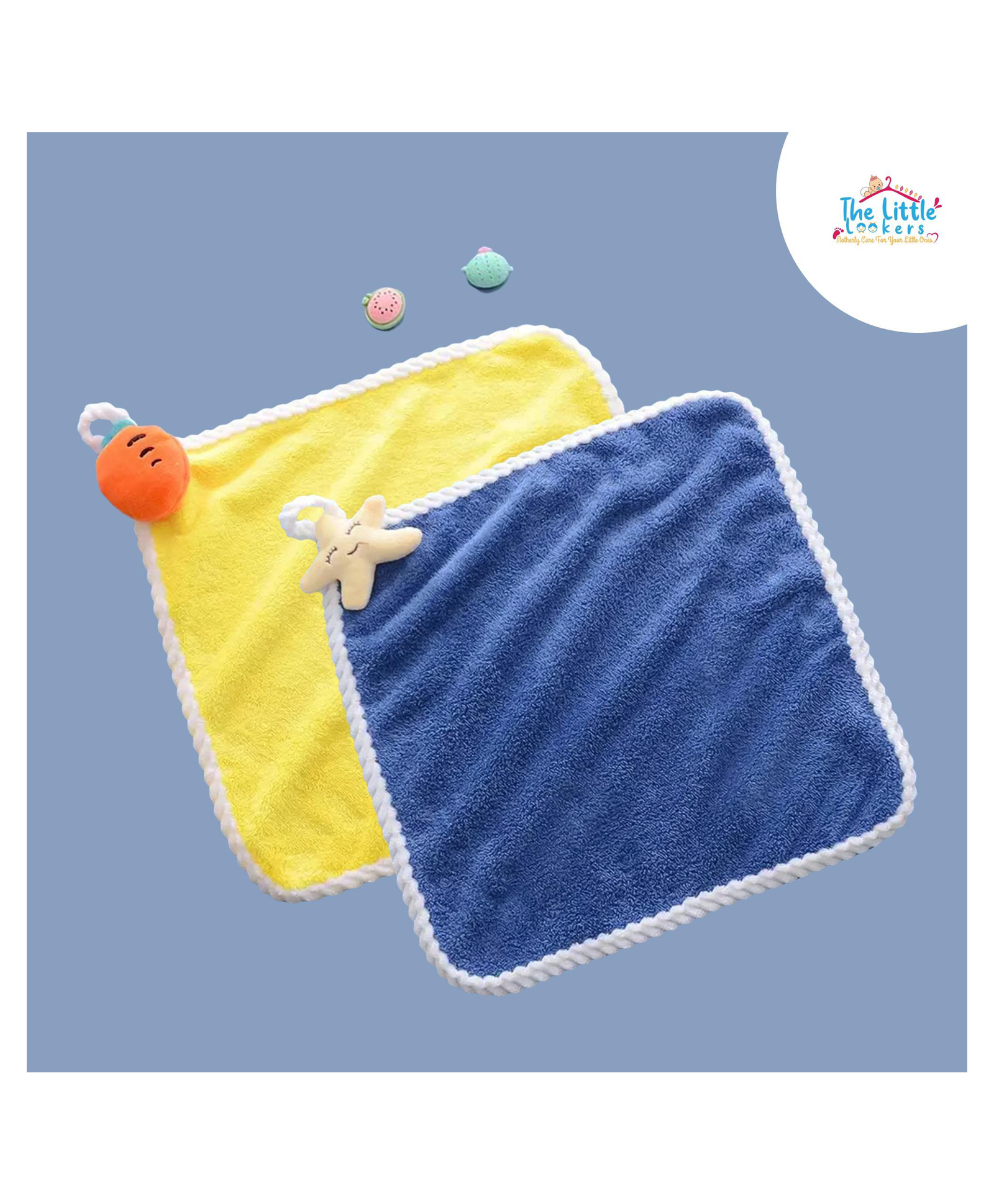 THE LITTLE LOOKERS Pack Of 2 Star Fish Applique Towels - Yellow & Navy Blue-image-47