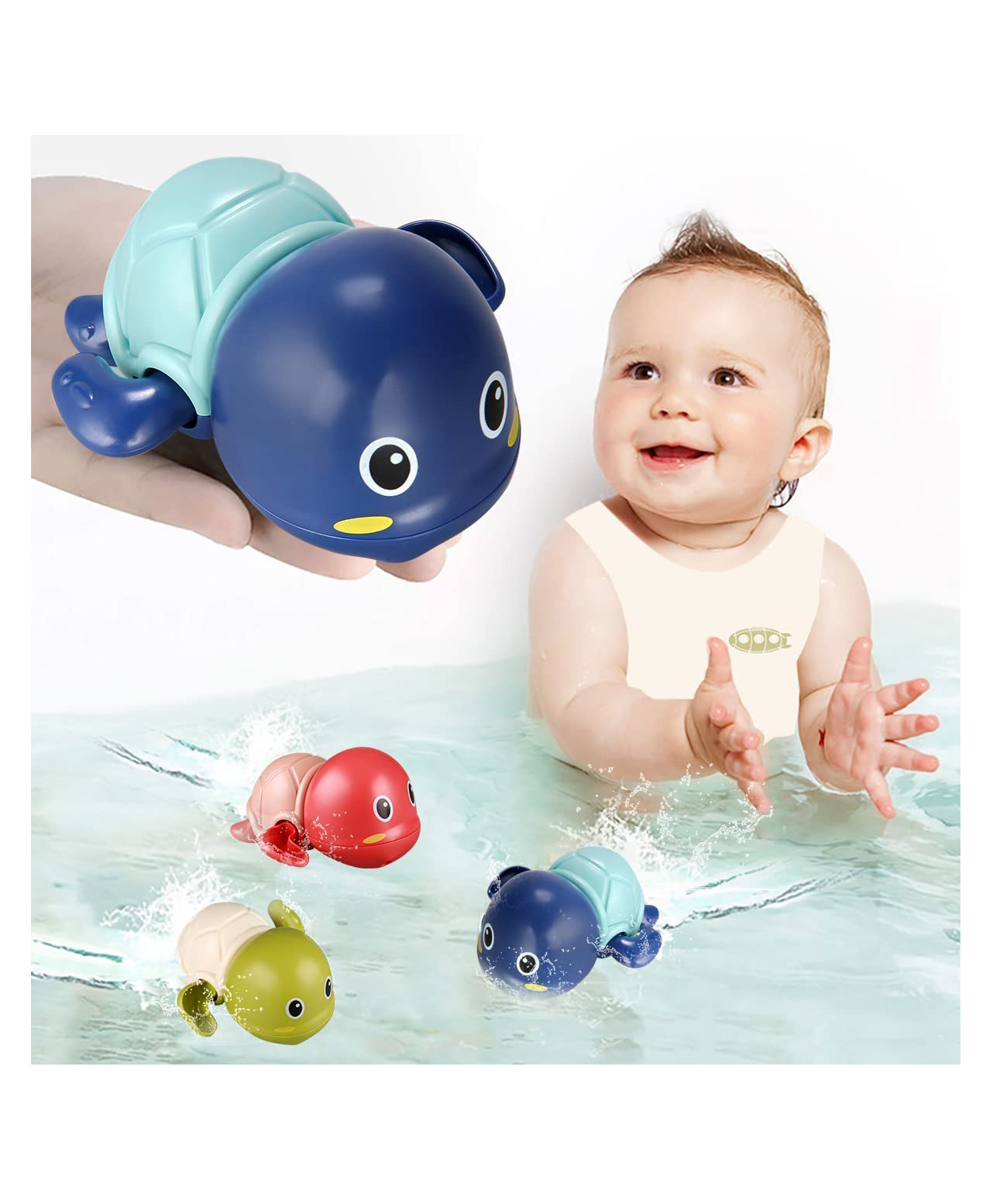OPINA Swimming Turtle Wind Up Bath Toys Pack of 1 - (Color May Vary)-image-12