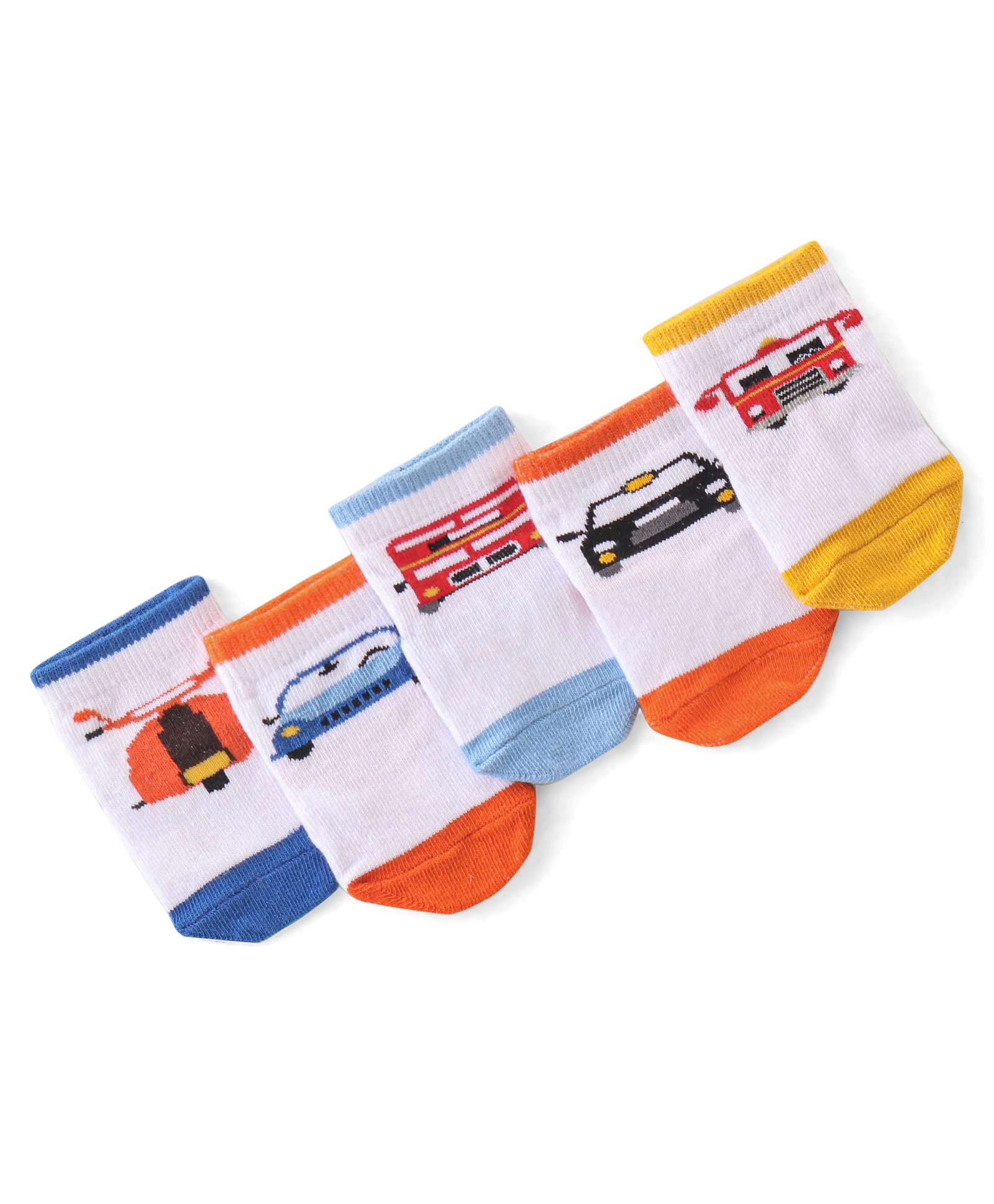 Cute Walk by Babyhug Anti Bacterial Ankle Length Socks Car Design Pack Of 5 - Multicolour-picture-21