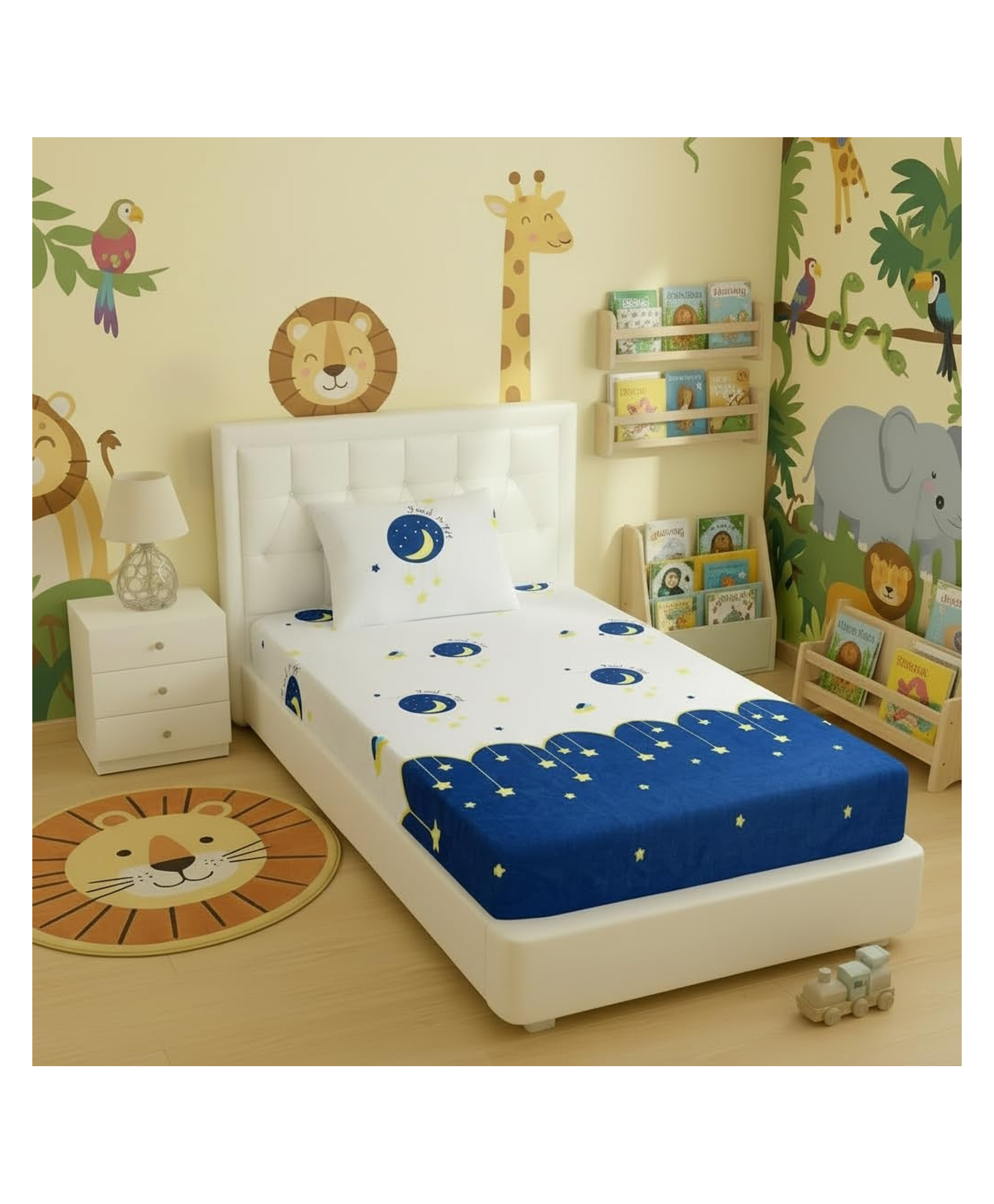 Filymore Cute Good night Printed Single bedsheet with 1 pillow cover-good night-image-45