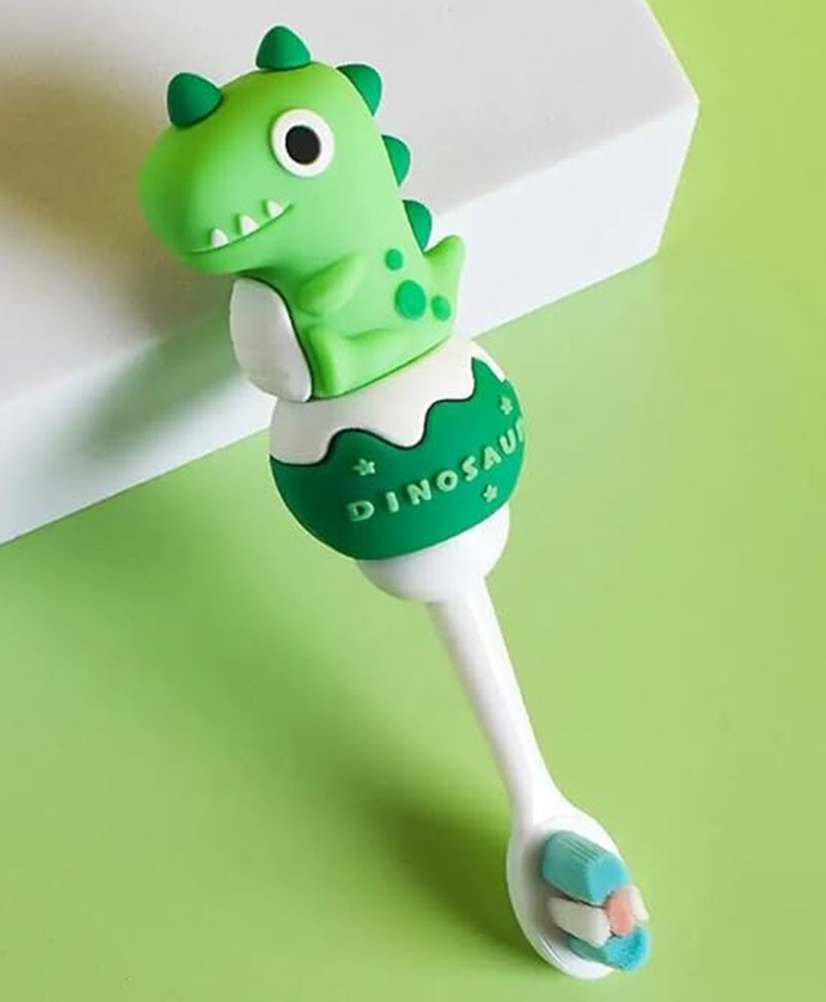 AKN TOYS Dino Shape Microfiber Soft Bristles Toothbrush with Travel Case for Kids  (colour may vary )-image-22