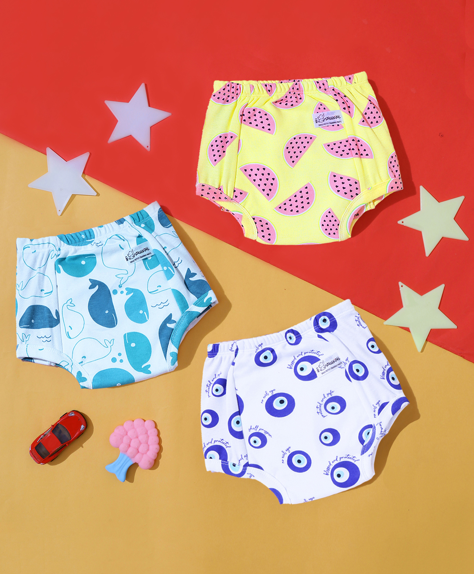 Snugkins - Snug Potty Training Pull-up Pants Kids 100% Cotton (Size 0, Fits 9-12Months) - Pack of 3 - Playtime Trio-picture-17