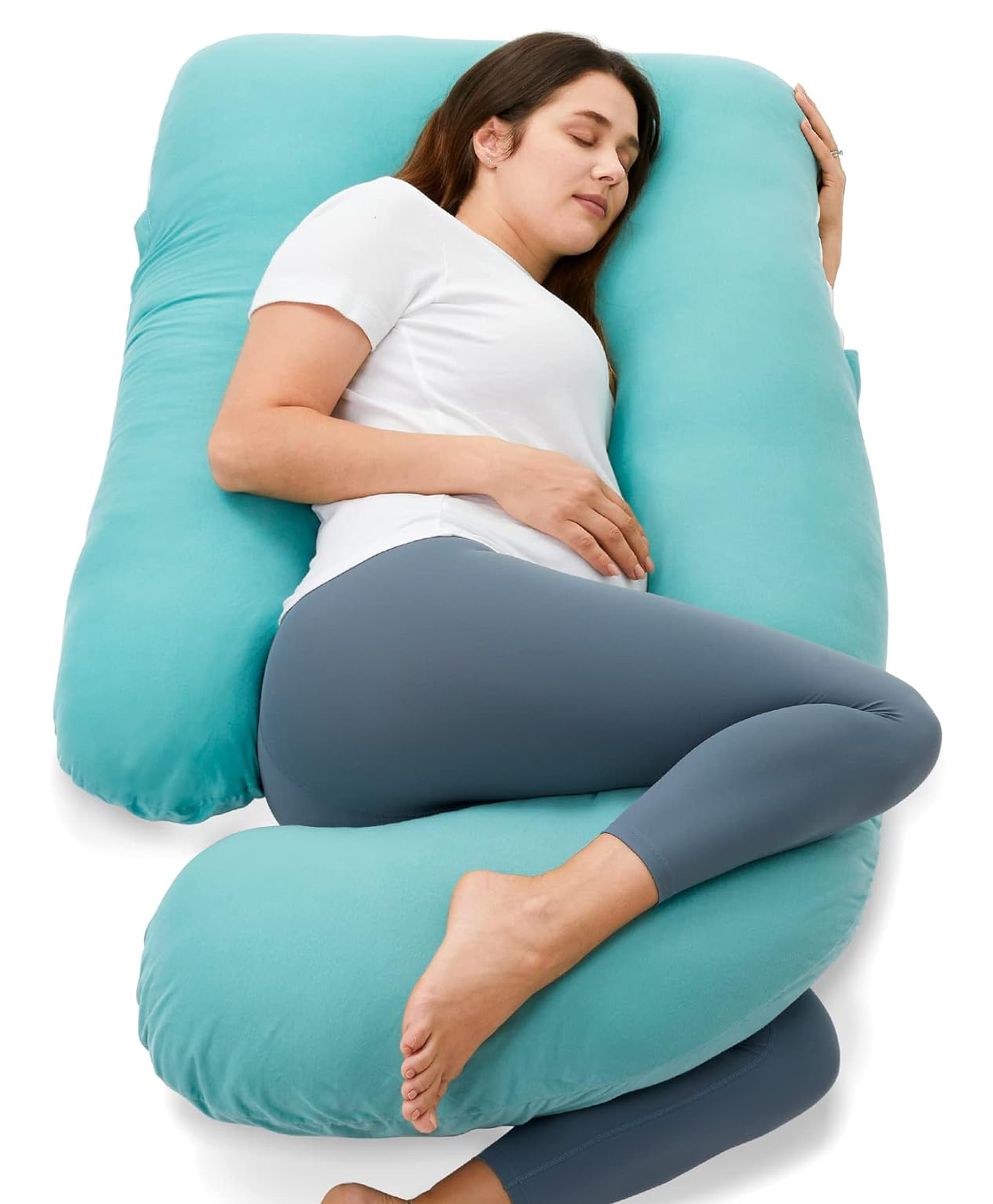 Pumpum U Shape Hollow Fiber Maternity Pillow ,Sky Blue