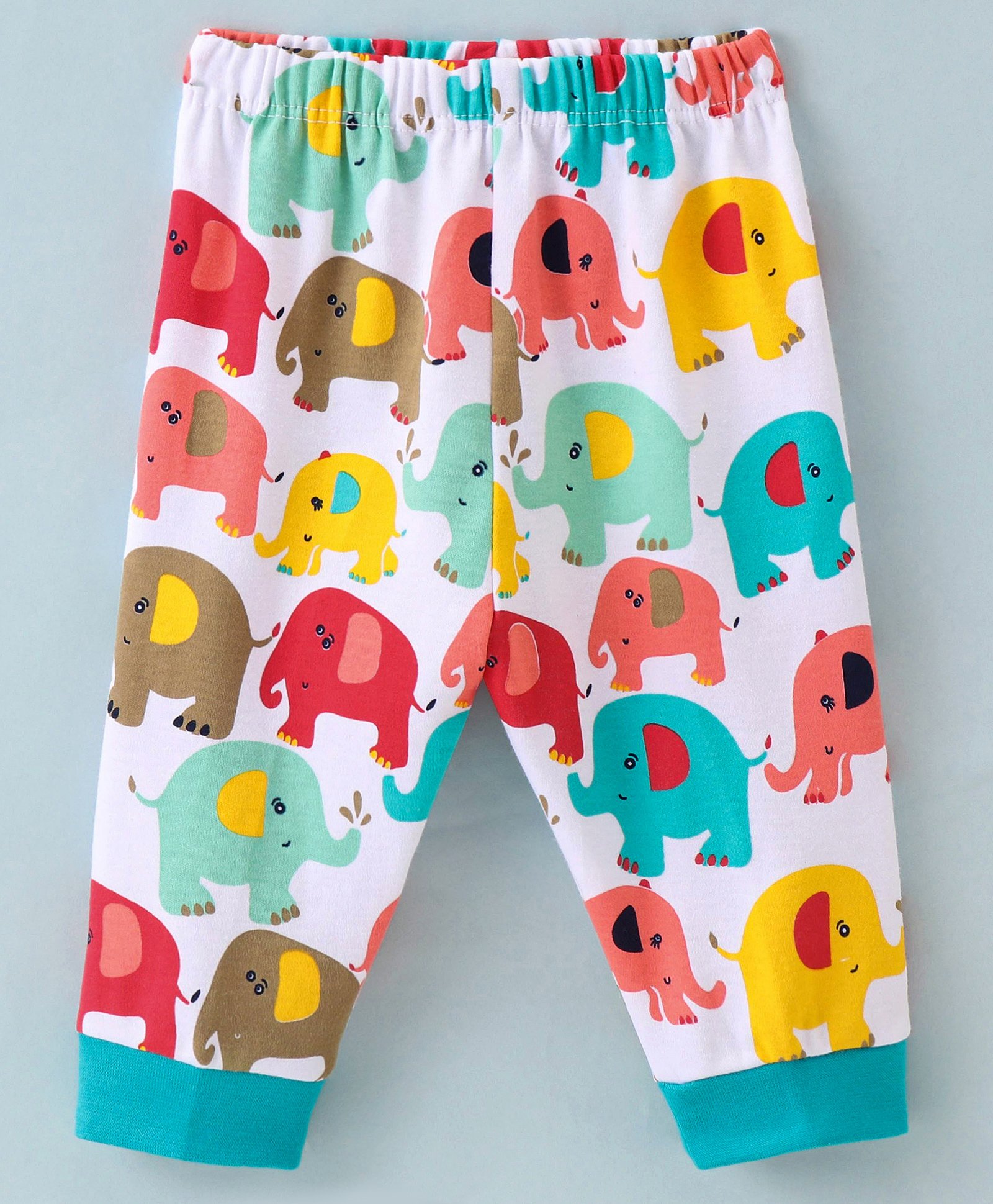 Child World Interlock Full Length Lounge Pants With Elephant Print - Blue-picture-21