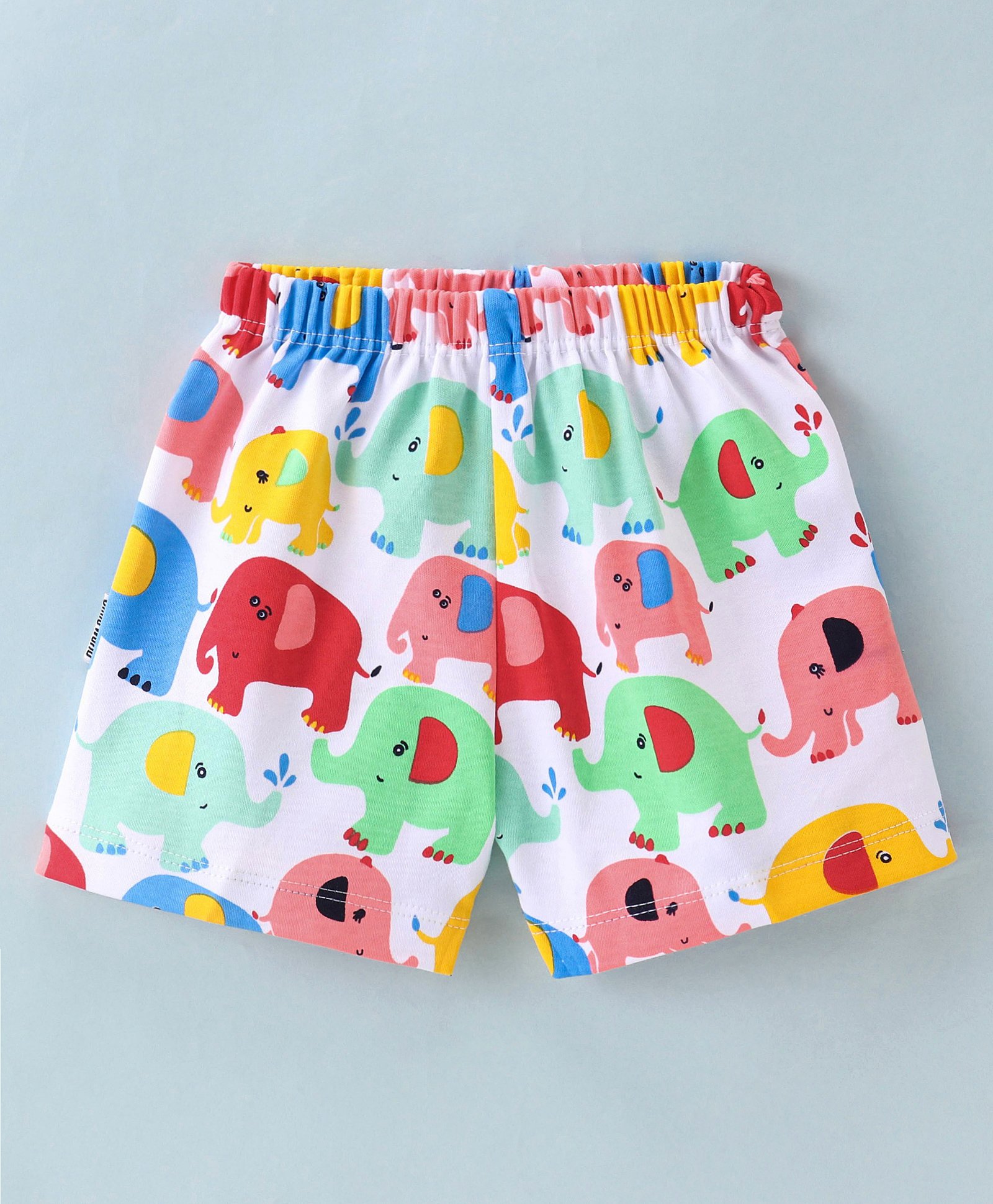 Child World Interlock Knit Shorts Elephant Print - White-image-17