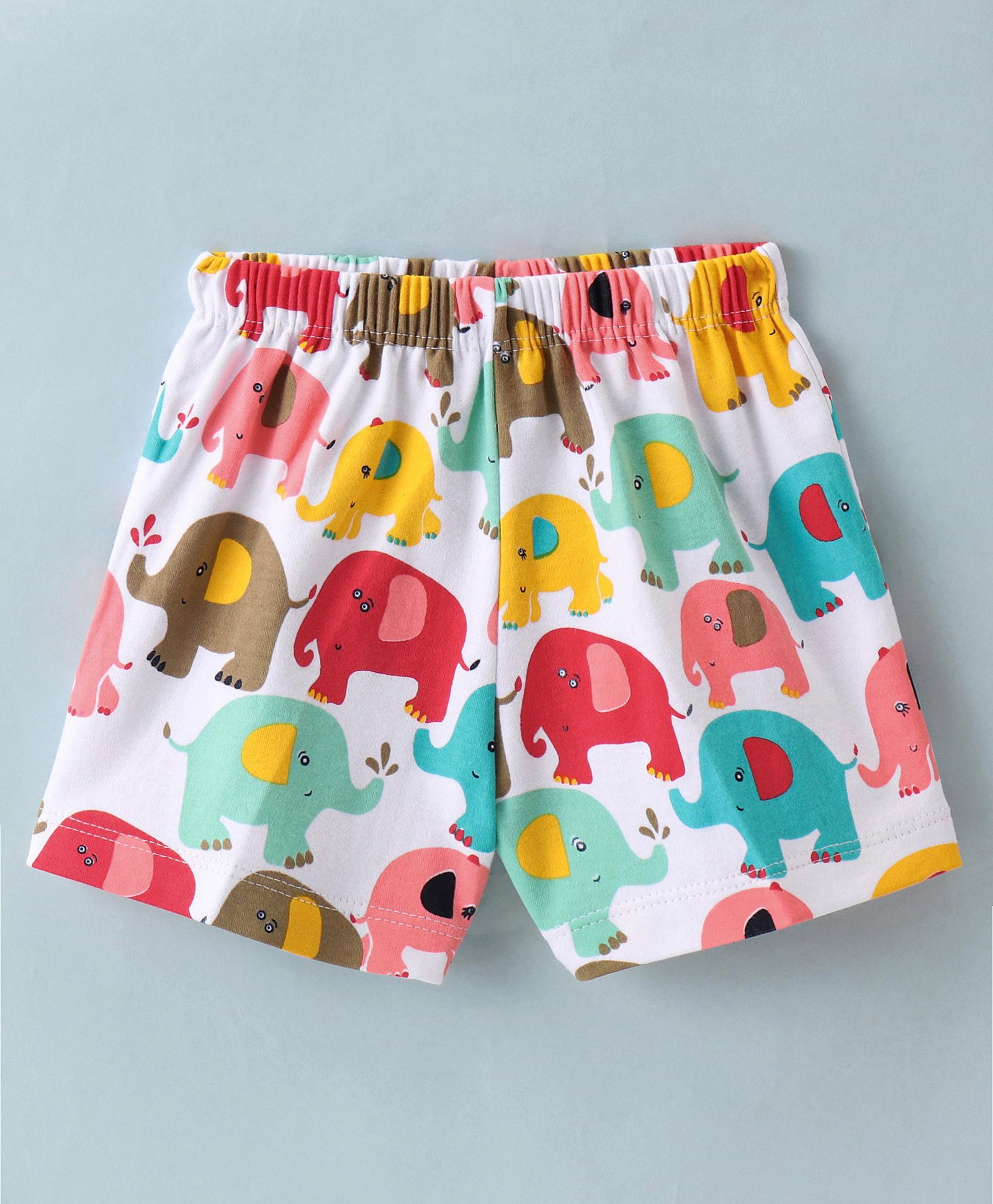 Child World Interlock Knit Shorts Elephant Print - White-picture-36
