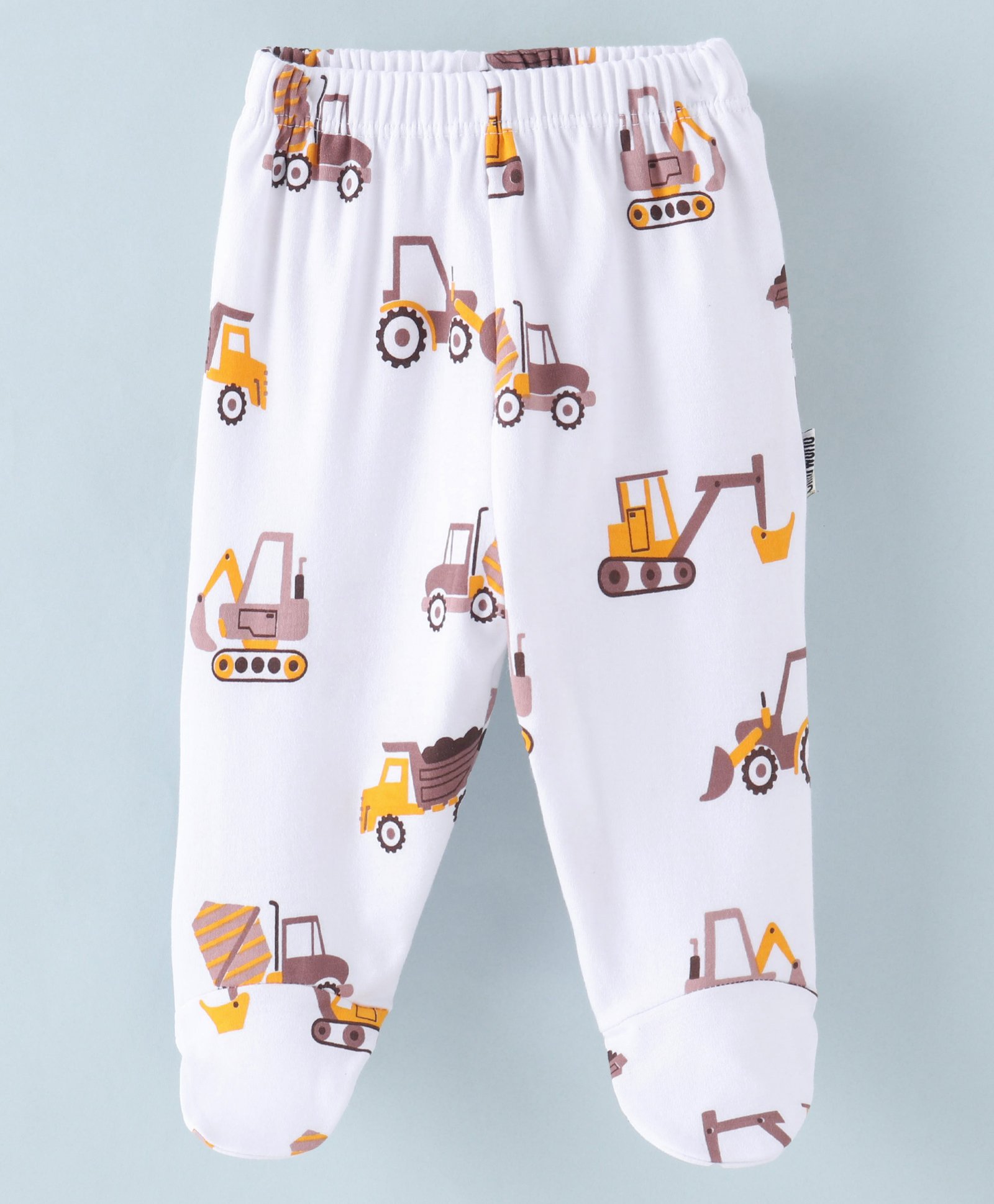 Child World Interlock Cotton Knit Footed Bootie Legging  JCB Print - Yellow & White-picture-34