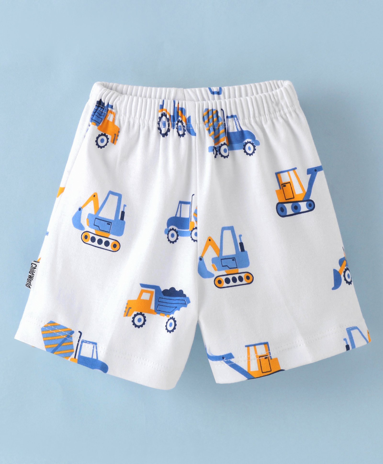Child World Interlock Knit Shorts Vehicle Print - White-image-20