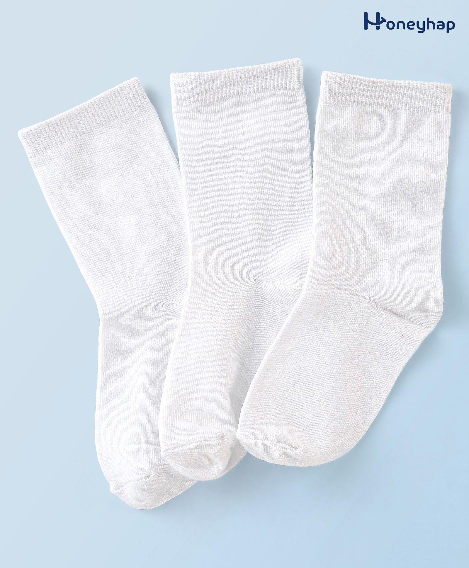 Honeyhap Premium Cotton Bamboo Below knee Length Solid Socks Pack of 3 - White-image-48