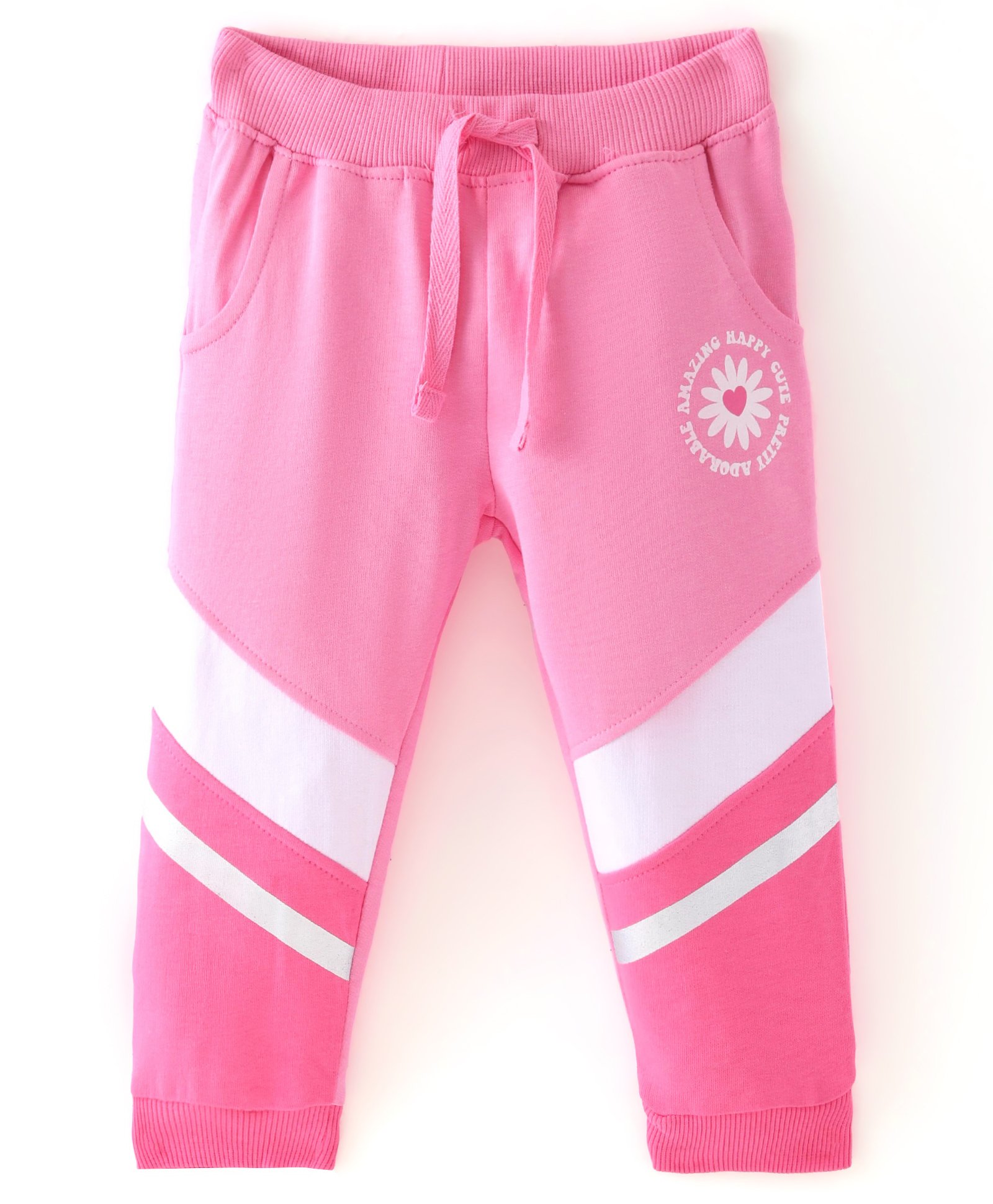 Babyhug Cotton Looper Full Length Striped Lounge and Track Pant  - Pink-picture-18