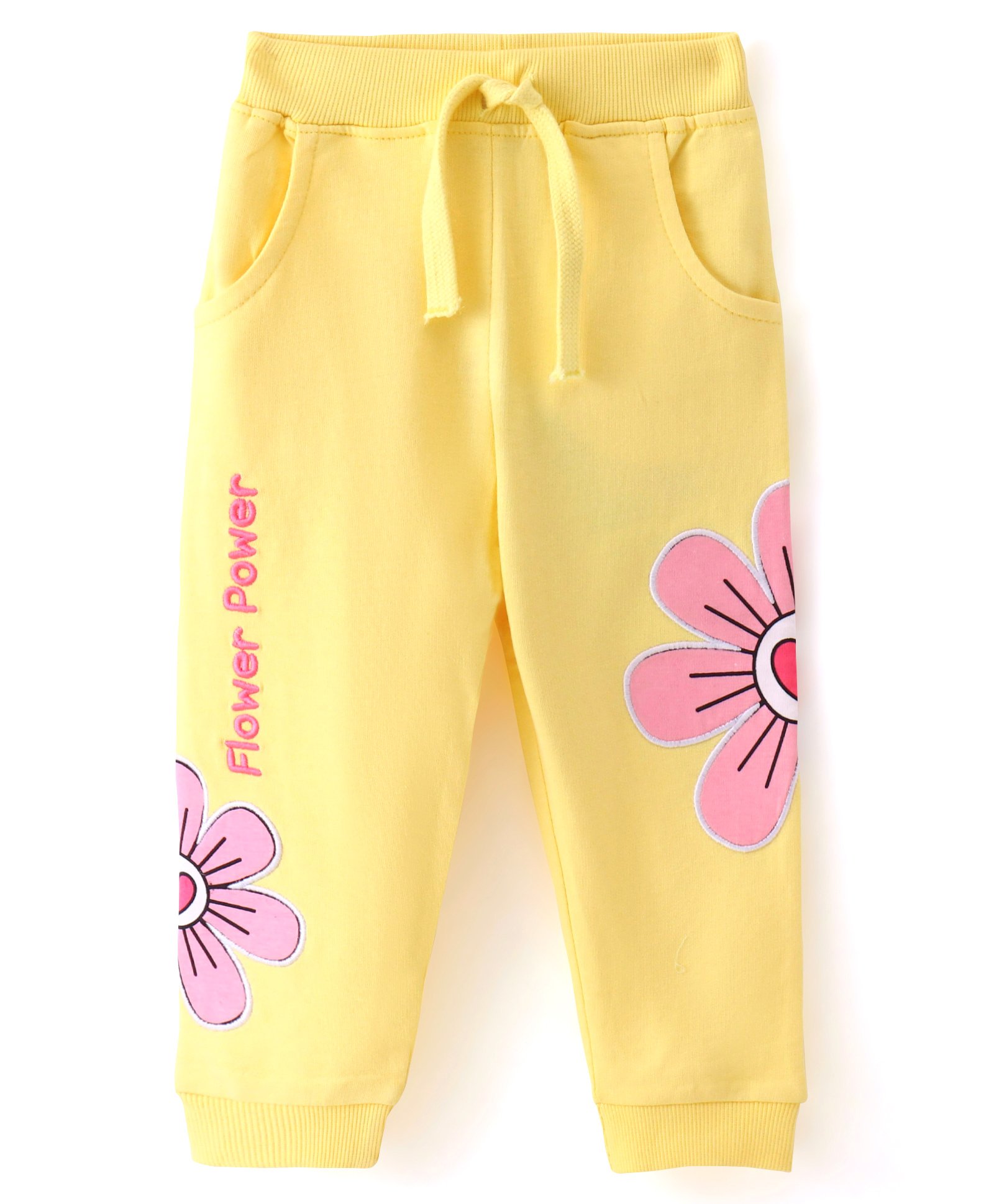 Babyhug Cotton Looper Full Length Lounge and Track Pants Floral Patch - Yellow-picture-34
