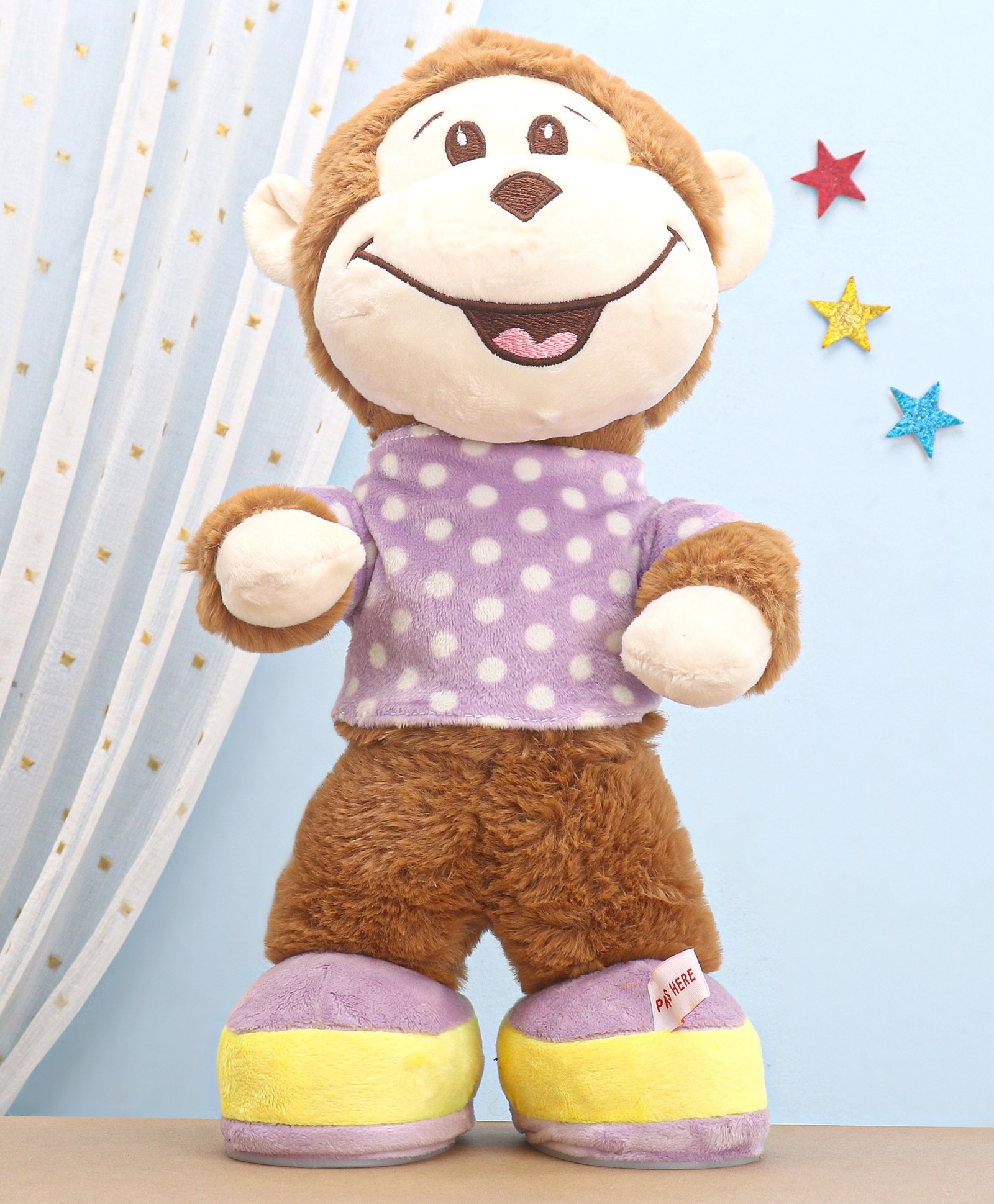 Aarohi Toys Rock Star Monkey Musical Soft Toy Multicolor - Height 31 cm-image-42