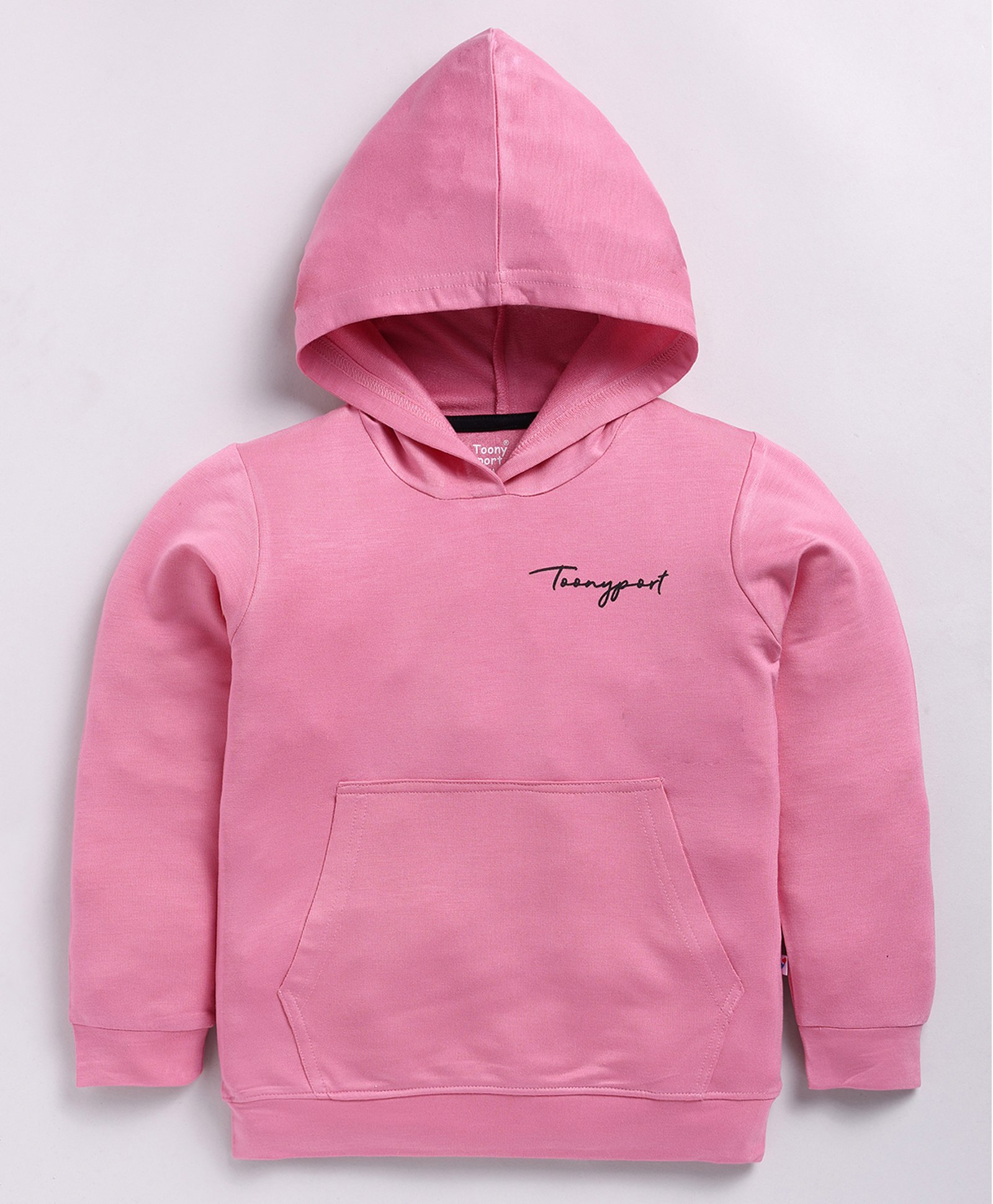 TOONYPORT Full Sleeves Brand Name Printed Looper Hooded Sweatshirt - Pink-picture-24