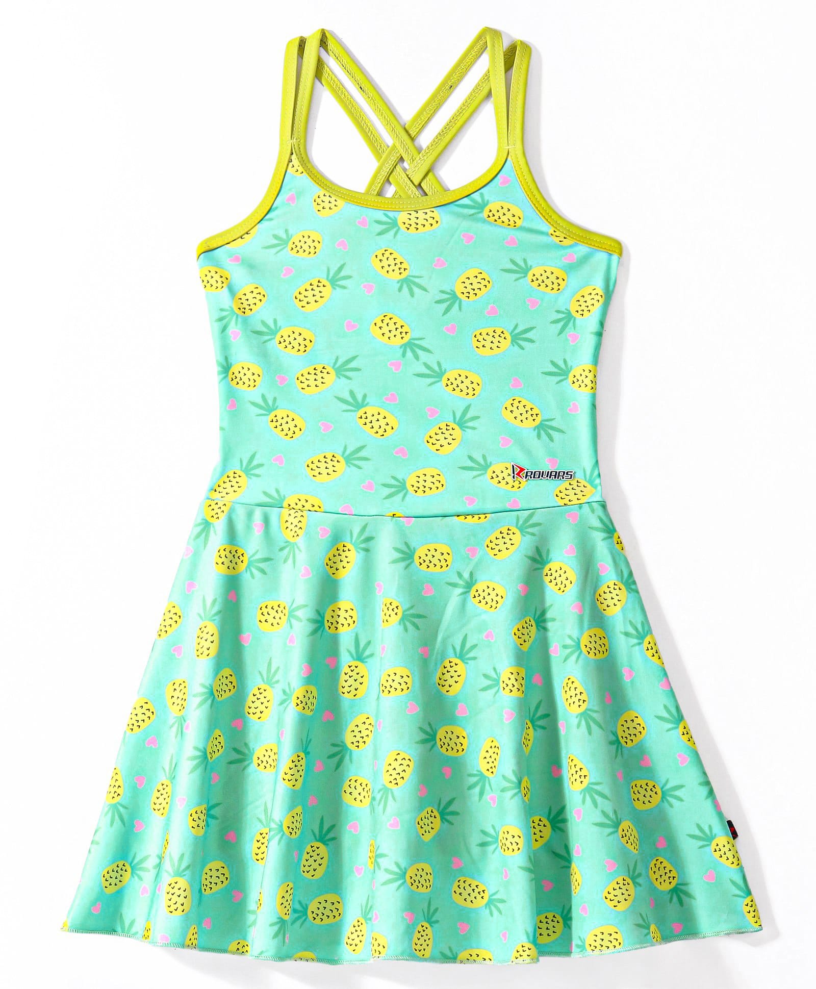 ROVARS Lycra Sleeveless Frock Style Singlet Swimsuit Pineapple Print - Green-picture-20
