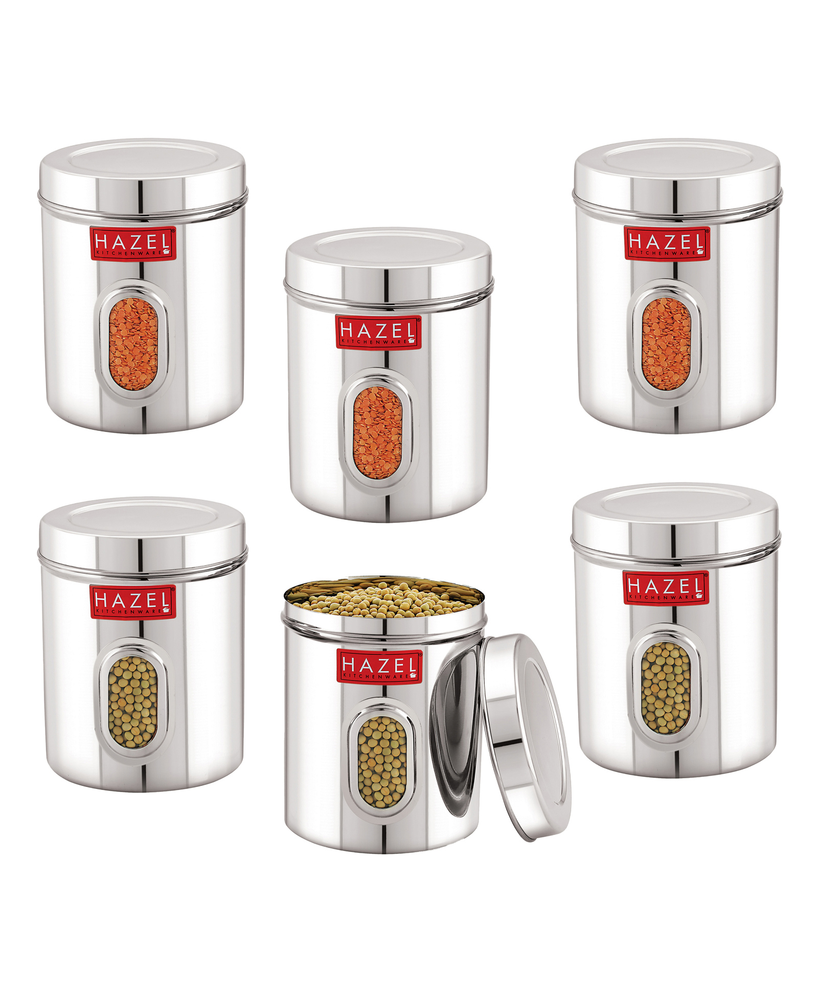 hazel steel container for kitchen storage transparent kitchen storage containers, 1400 ml, set of 6