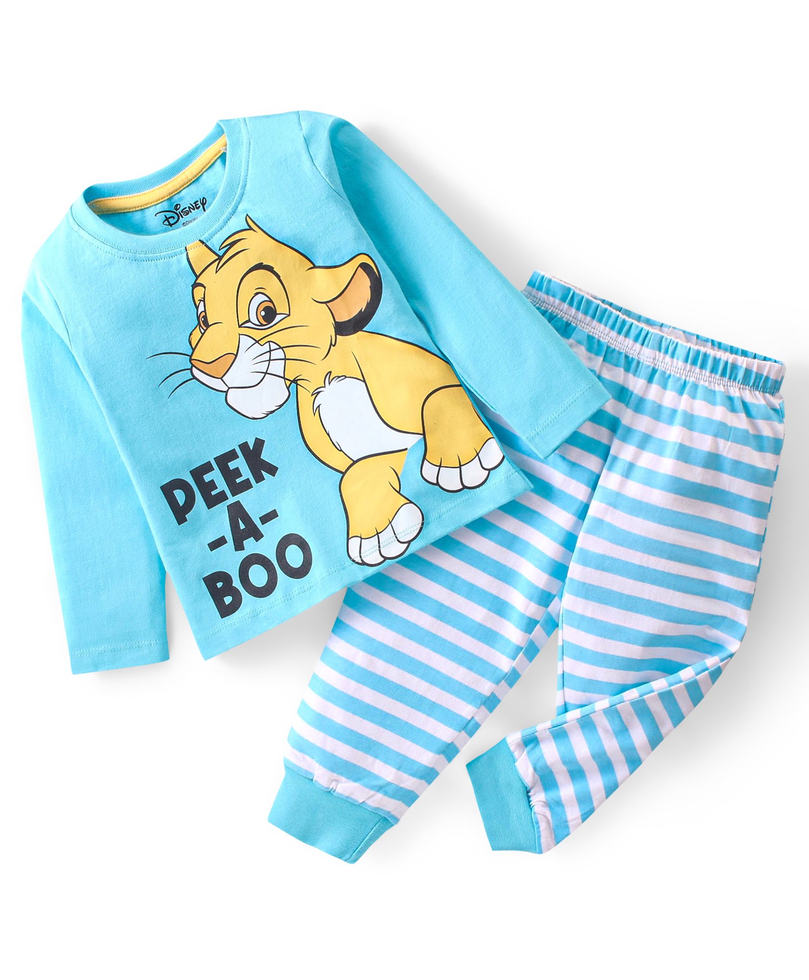 Babyhug Disney Single Jersey Knit  Full Sleeves Night Suit  with Lion  King Graphics - Blue-picture-25
