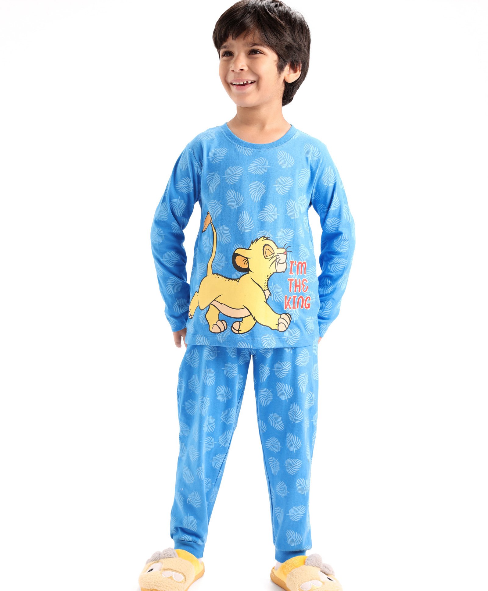 Babyhug Disney Single Jersey Knit Full Sleeves The Lion King Graphics Night Suit - Blue-image-45