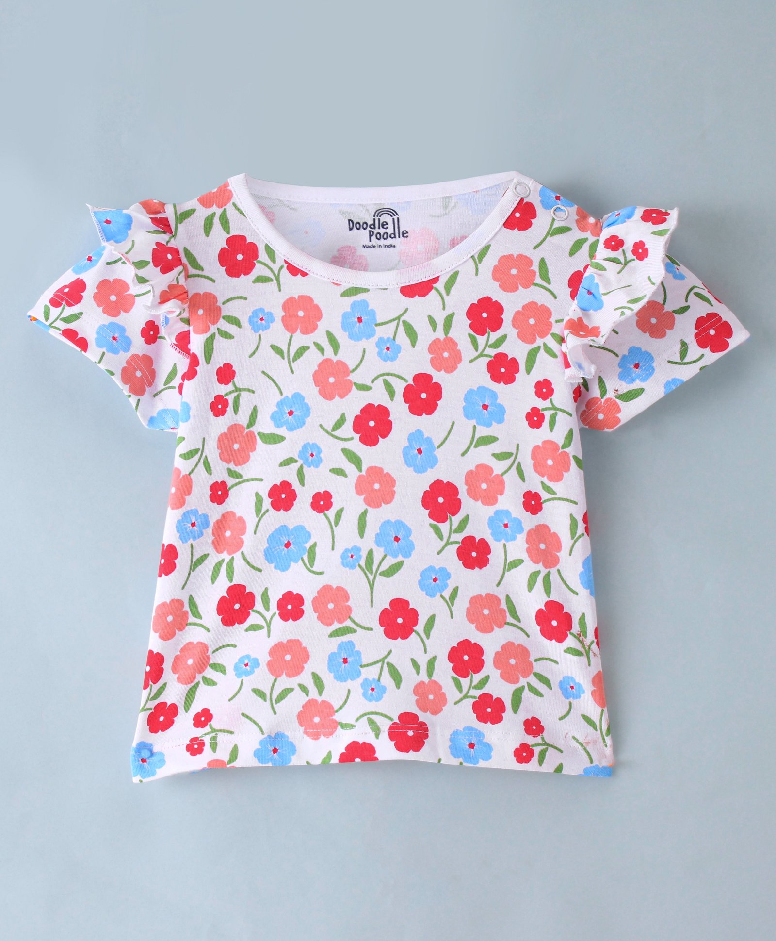 Doodle Poodle 100% Cotton Full Sleeves Floral Printed T-Shirt - Bright White-image-45