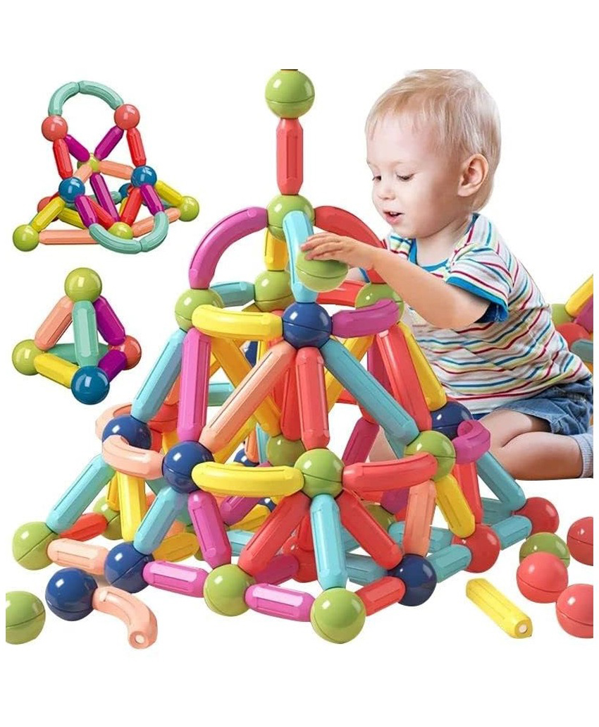 YAMAMA Magnetic Sticks Building Blocks Educational Stacking Toys With Magnetic Sticks Magnetic Balls And Magnetic Blocks For Kids  (36 Pieces  Multicolor)-picture-20