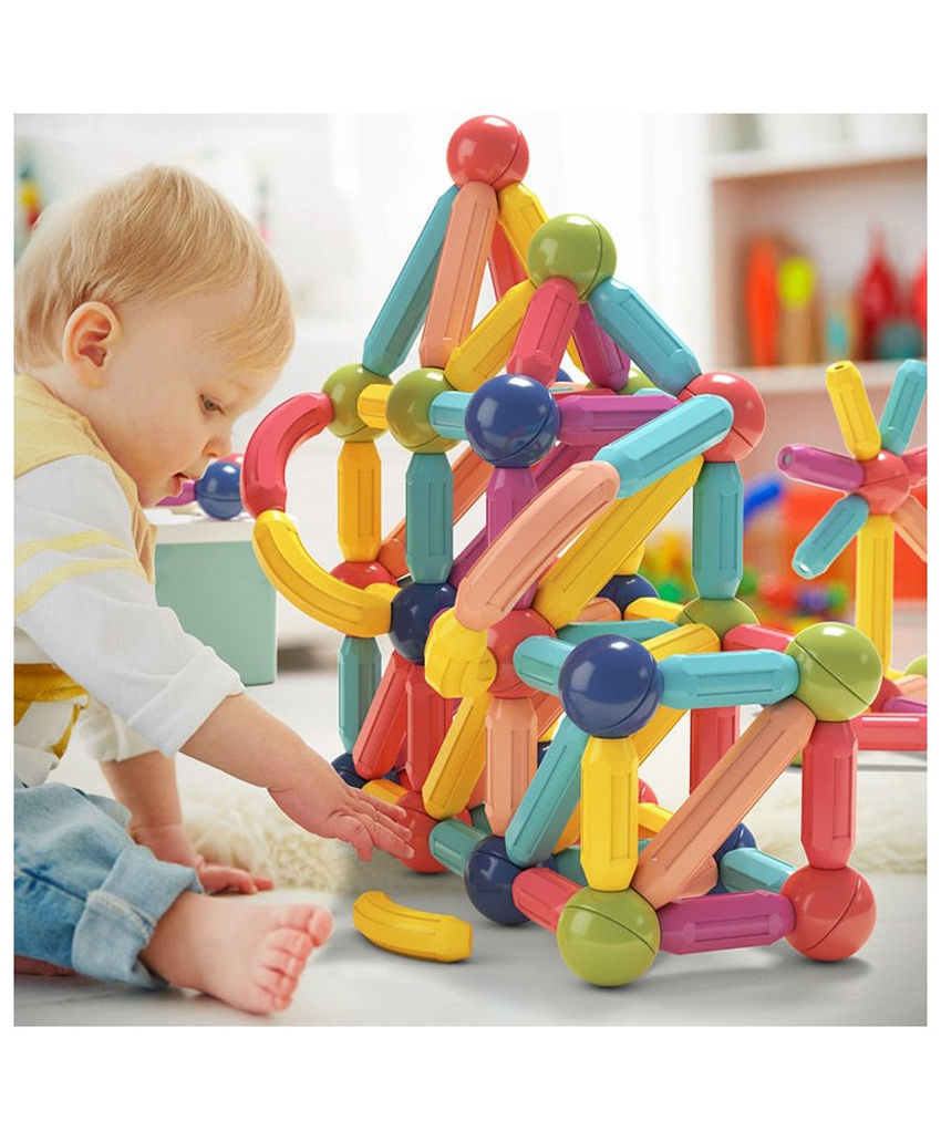 YAMAMA Magnetic Sticks Building Blocks Educational Stacking Toys With Magnetic Sticks Magnetic Balls And Magnetic Blocks For Kids  (84 Pieces  Multicolor)-image-0