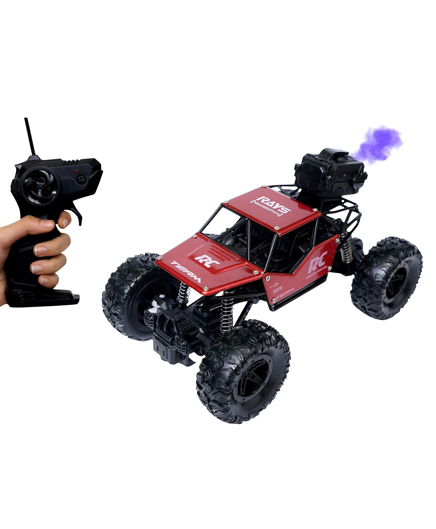 YAMAMA Smoke Car Remote Control Rock Crawler Mist Smoke Spray Function Car High Speed 1:18 RC Car Toys For Kids 2WD Off Road Vehicle Toy Car Monster Truck Rock Climbing Car Toy For Kids - Red-image-21