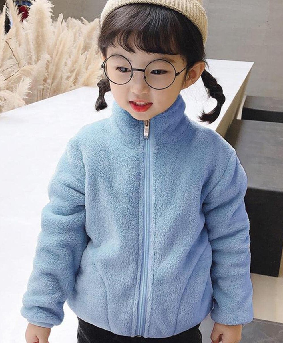 MOMISY Full Sleeves Solid Front Zipper Jacket - Sky Blue-picture-10