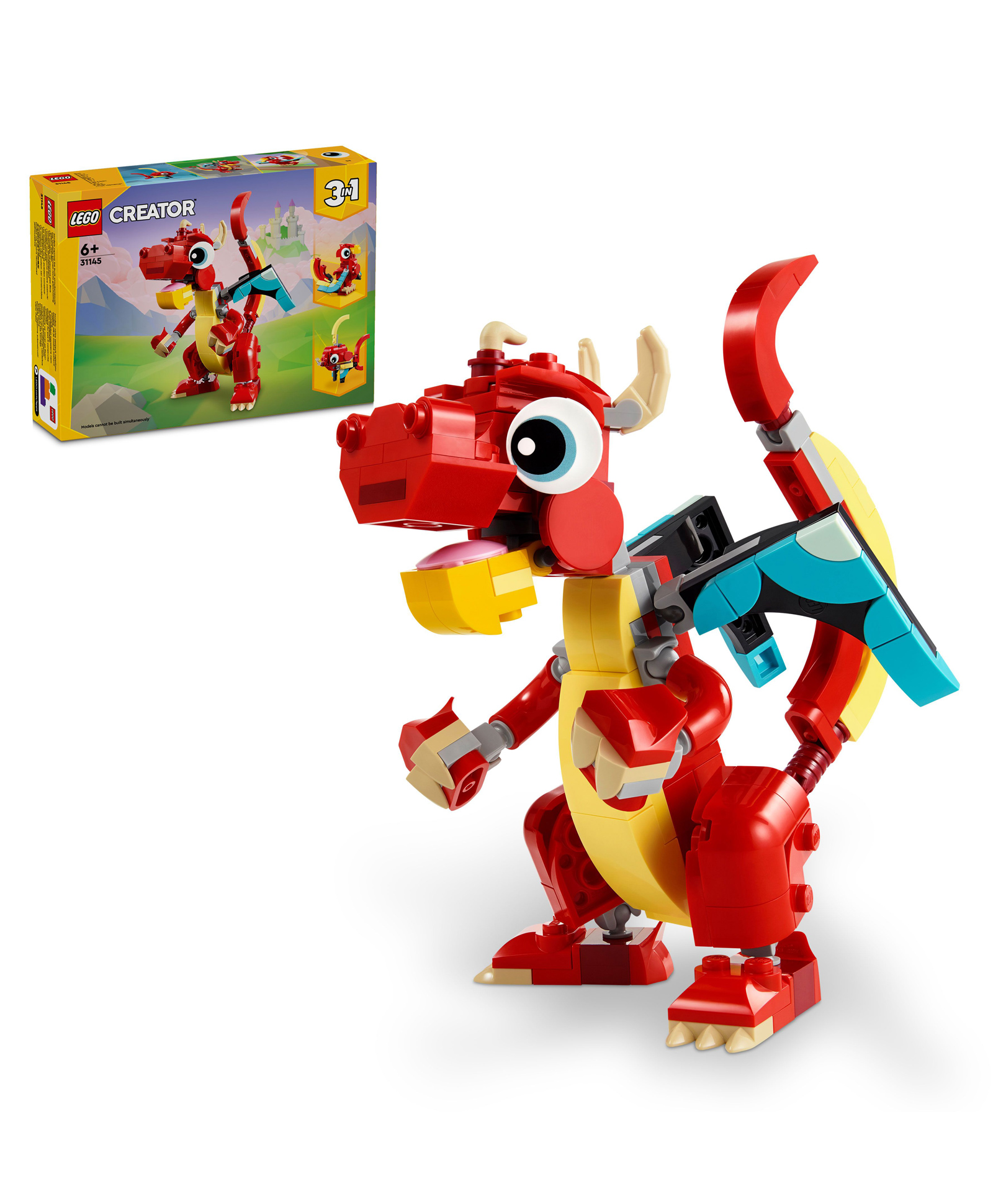 LEGO Creator Red Dragon 3 in 1 Animal Toy Set 149 Pieces  - 31145