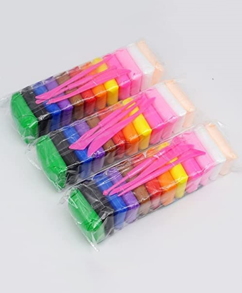 New Pinch Air Dry DIY Ultra Light Modelling Bouncing Clay Pack of 3 - 36 Pieces-multicolor-image-23