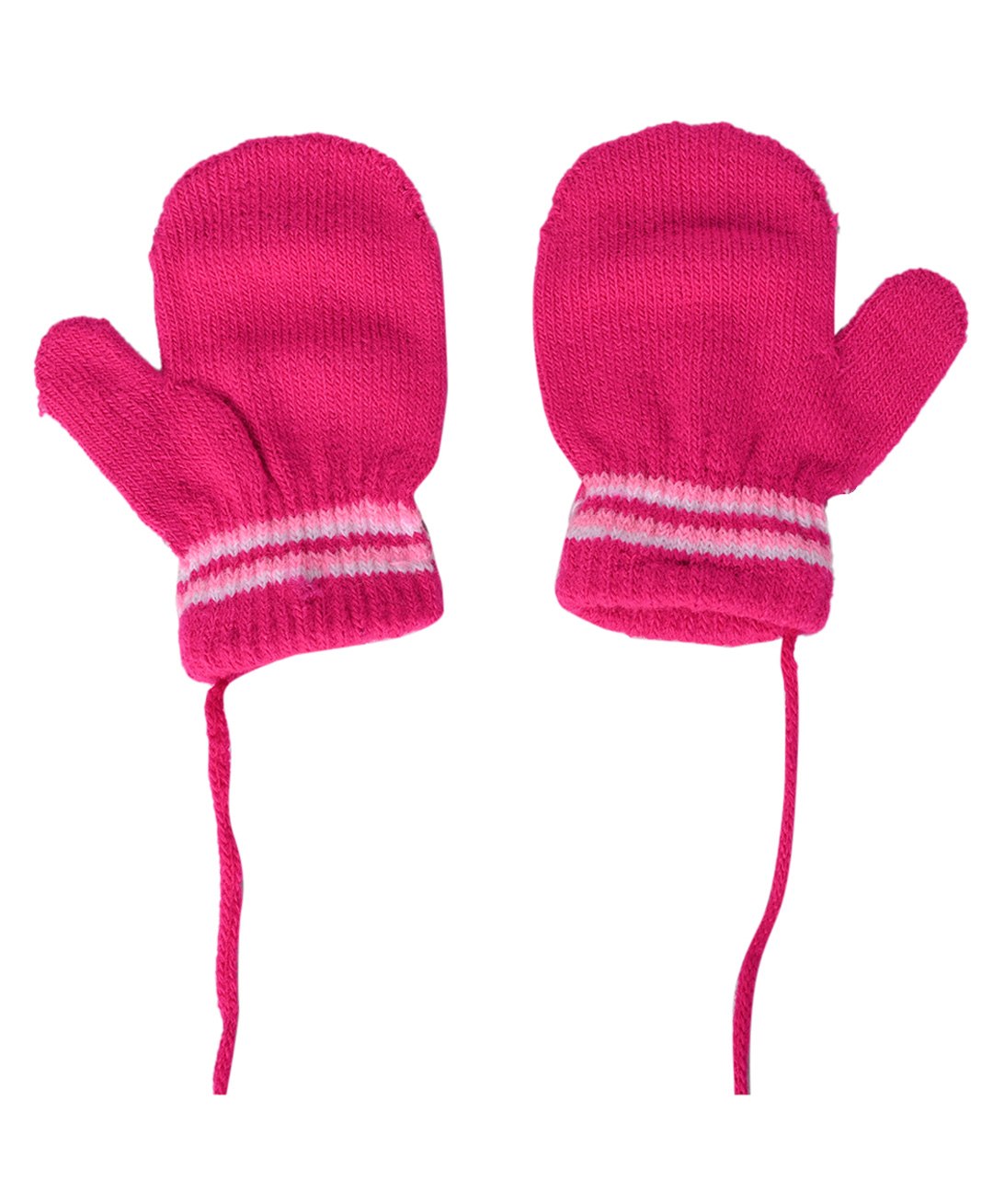Kid-O-World  Striped Pattern Mittens -  Dark Pink