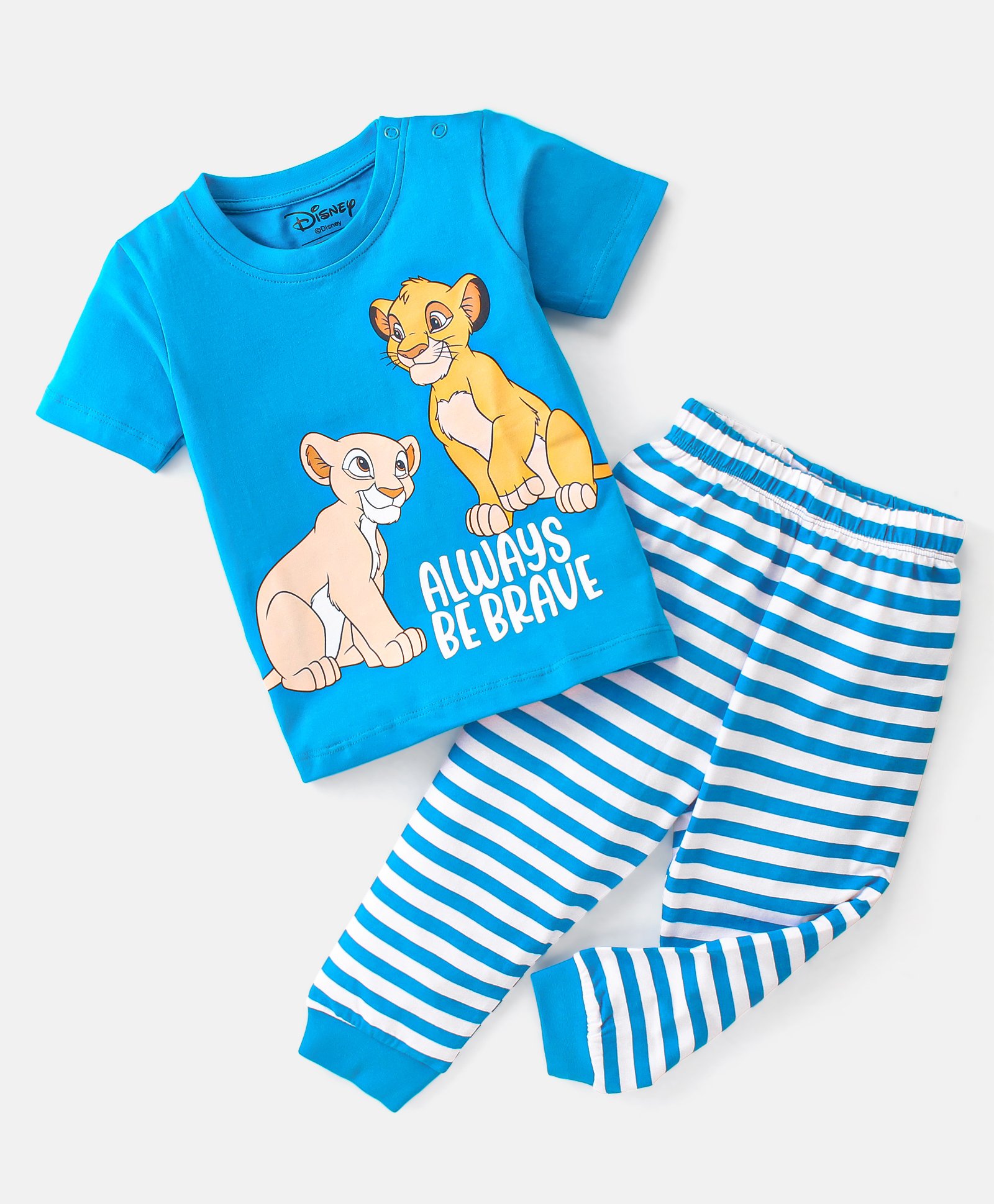 Babyhug Disney 100% Cotton Knit Half Sleeves Night Suits Lion King Graphics - Blue-picture-18