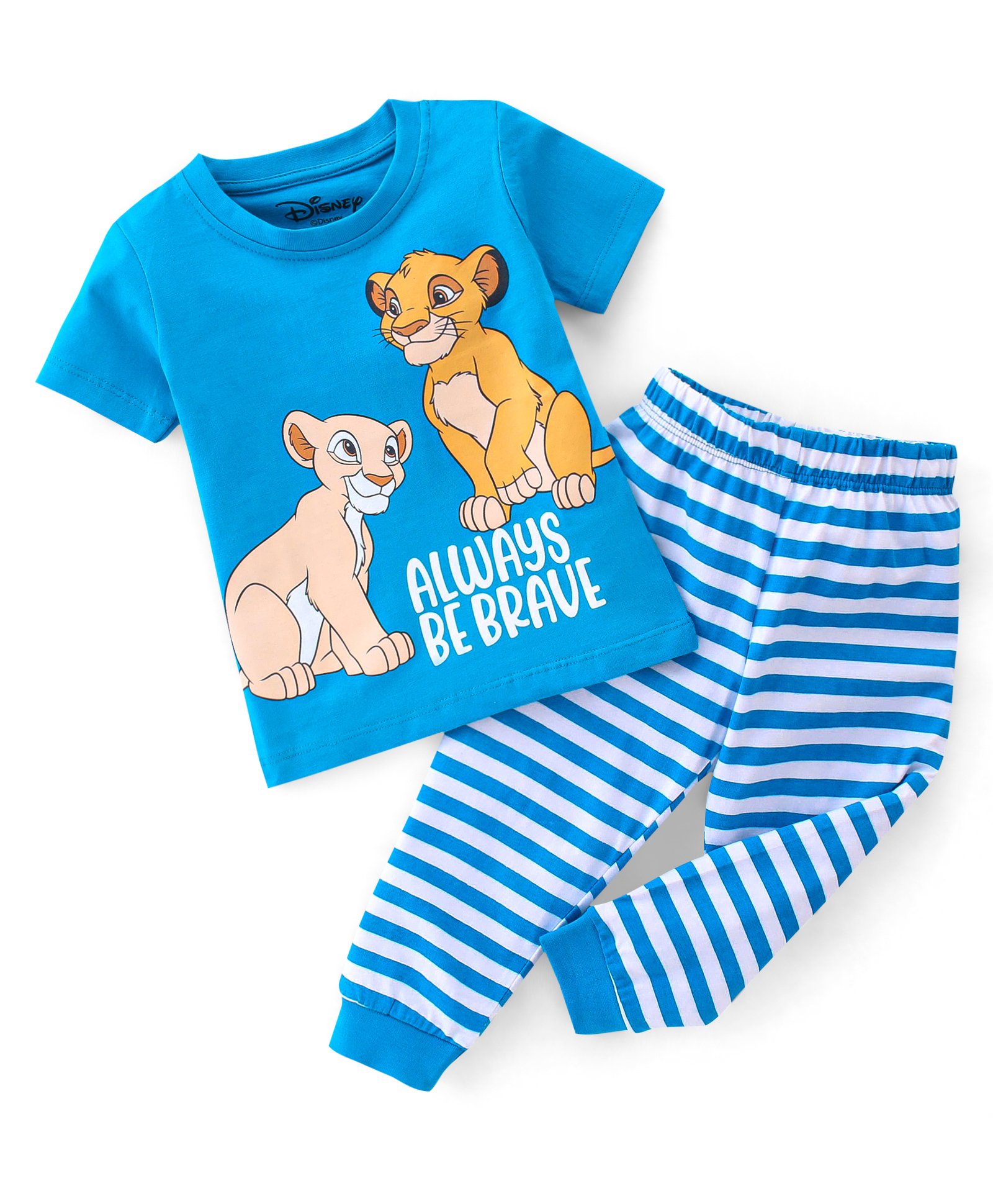 Babyhug Disney 100% Cotton Knit Half Sleeves Night Suits Lion King Graphics - Blue-picture-28