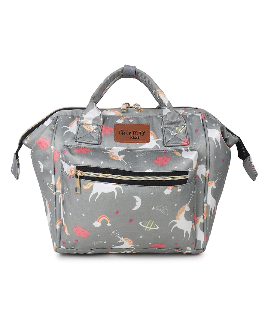 Chinmay Kids Baby Polyester Backpack New Born Casual Travel Outing Stylish Mini Diaper Backpack - Grey-image-0