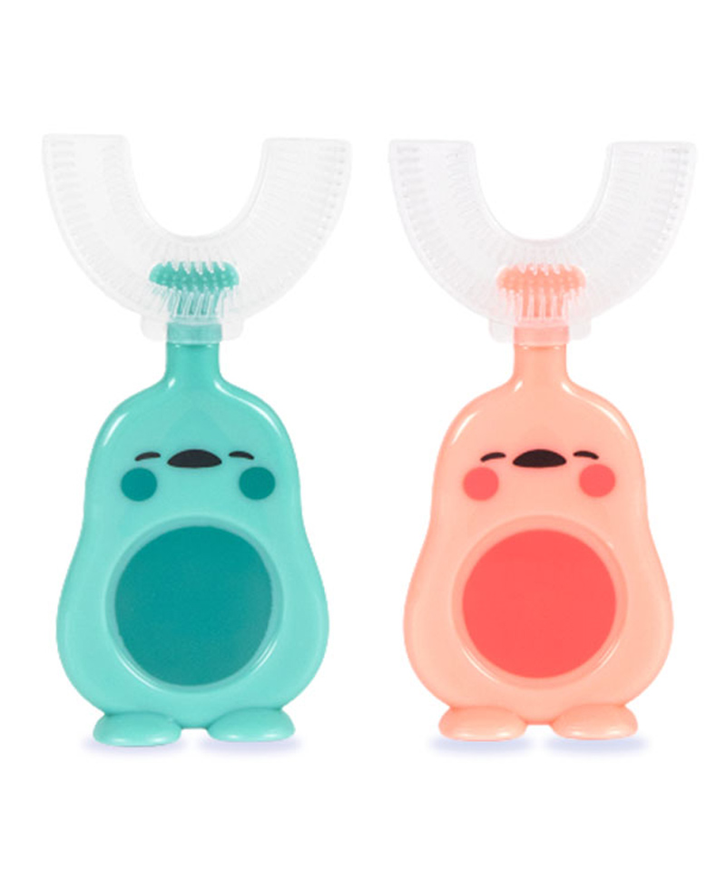 Chinmay Kids U-Shaped Toothbrush Food Grade Material And Attractive Cartoon Ultra Soft Toothbrush (Blue - Pink)-image-31