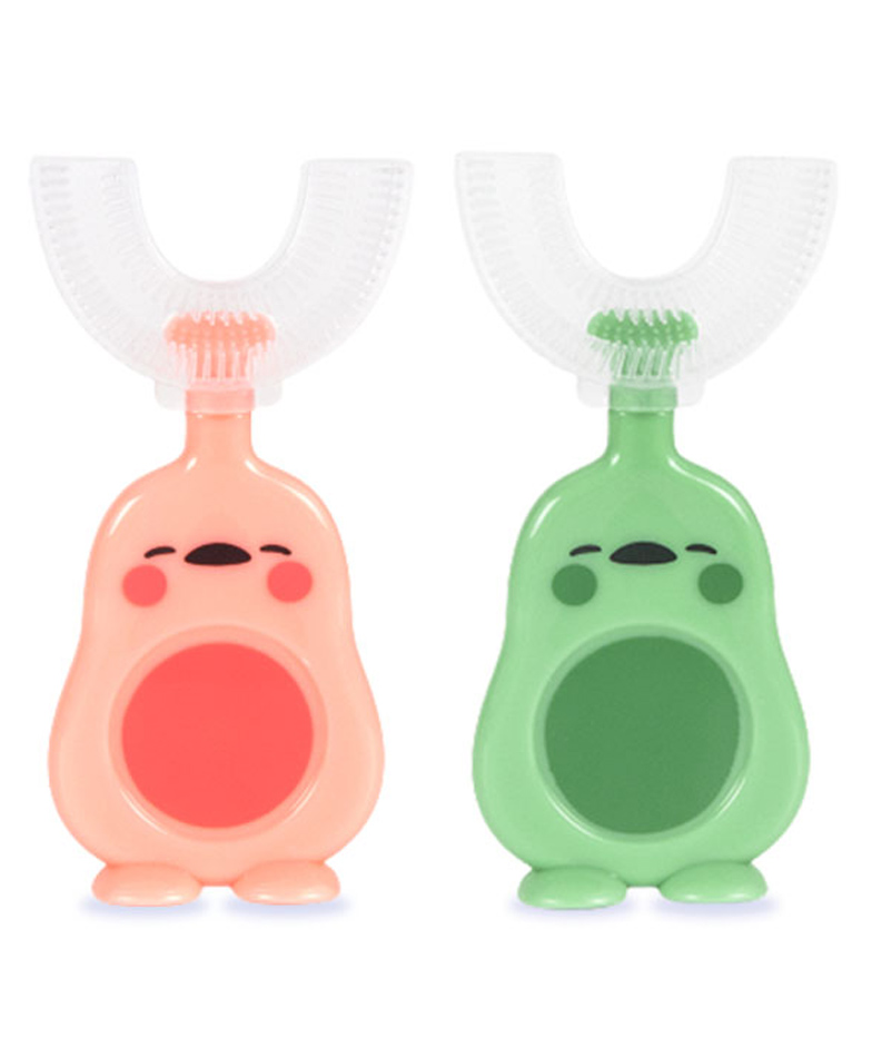 Chinmay Kids U-Shaped Toothbrush Food Grade Material And Attractive Cartoon Ultra Soft Toothbrush (Green - Pink)-image-47