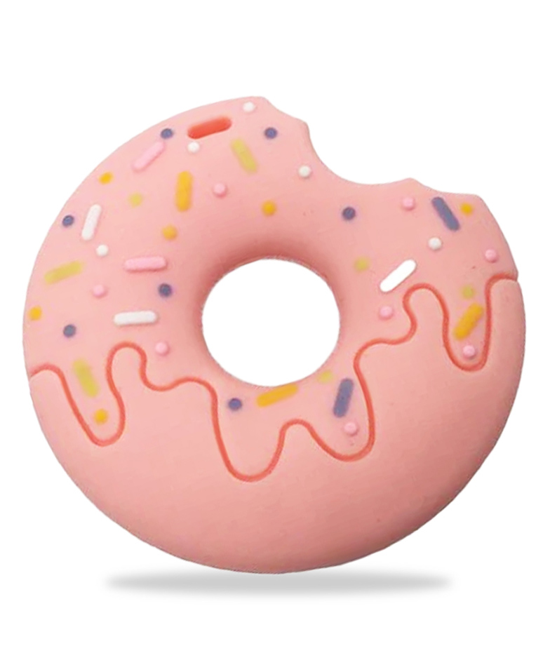Chinmay Kids Baby Food Grade Bpa Free Customized Food Shape Silicone Donut Teether (Pink)-image-5