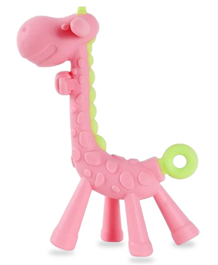 Chinmay Kids Silicone Baby Teether Giraffe Shape Baby Teething Toy Cartoon BPA Free Teether (Pink)-image-27