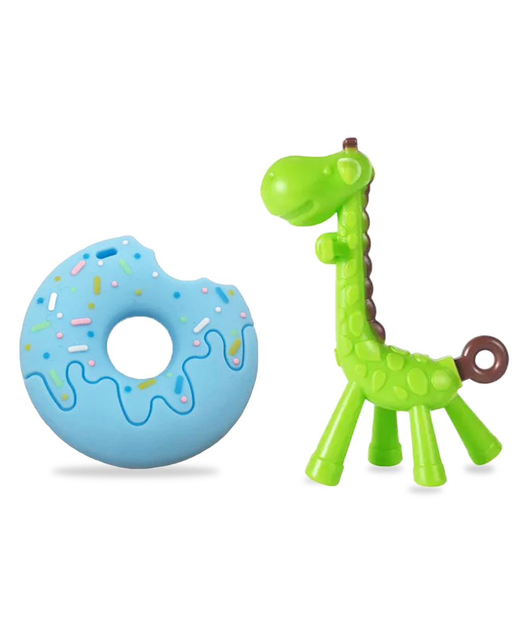 Chinmay Kids Silicone Baby Teether Giraffe and Donut Shape Baby Teething Toy Cartoon BPA Free Teether Blue  & Green-image-22