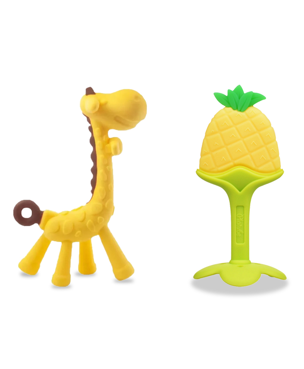 Chinmay Kids Silicone Baby Teether Giraffe and Stand Shape Baby Teething Toy Cartoon BPA Free Teether Yellow & Yellow-image-10