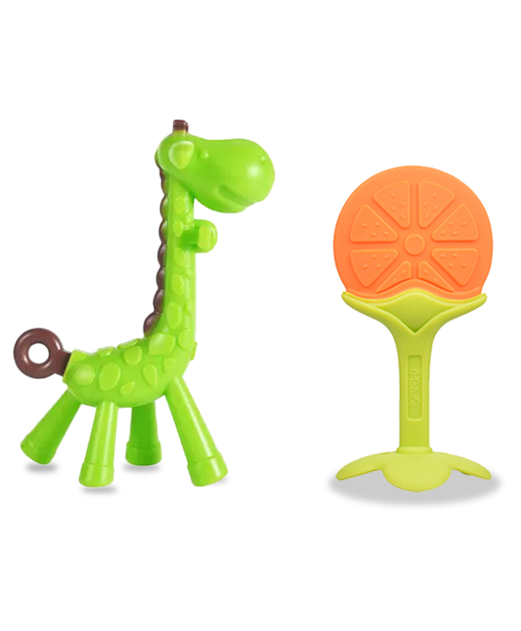 Chinmay Kids Silicone Baby Teether Giraffe and Stand Shape Baby Teething Toy Cartoon BPA Free Teether Green & Orange-image-43