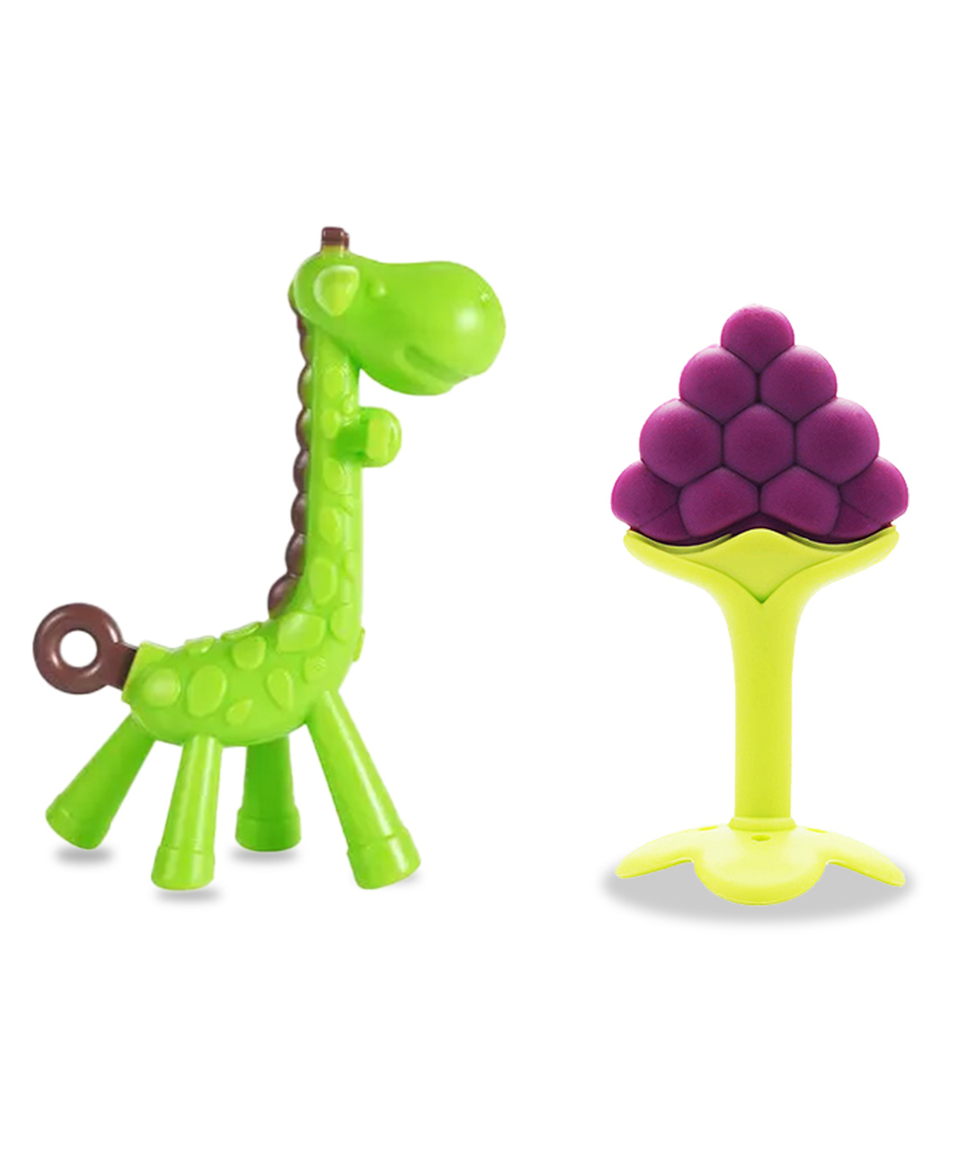Chinmay Kids Silicone Baby Teether Giraffe and Stand Shape Baby Teething Toy Cartoon BPA Free Teether Green & Purple-image-9