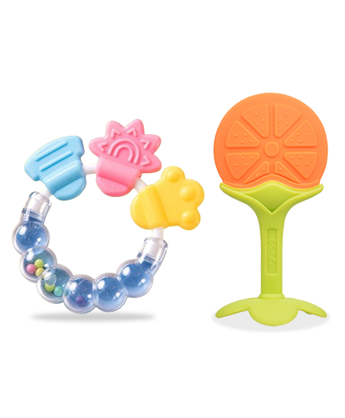 Chinmay Kids Baby Food Grade BPA Free Customized Food Shape Silicone Stand & Bell Teether Blue & Orange-picture-15