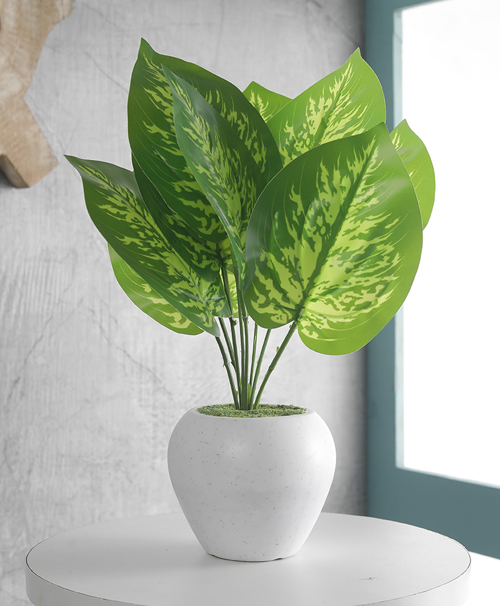 Foliyaj Artificial Money Plant with 9 Large Leaves in Apple Shaped Pot-image-22