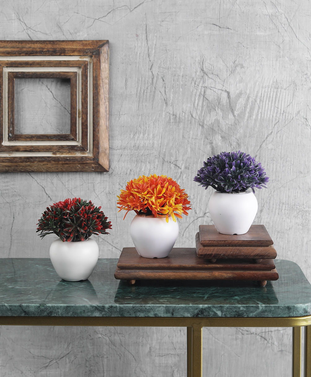 Foliyaj Artificial Mini Bush with Orange, Red and Purple Leaves -Combo of 3-image-49
